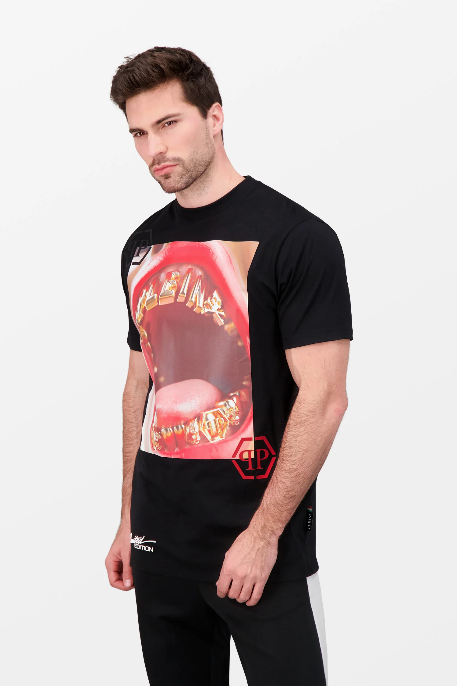 Philipp Plein Black Round Neck Limited SS PP Lips T-Shirt - Image 5