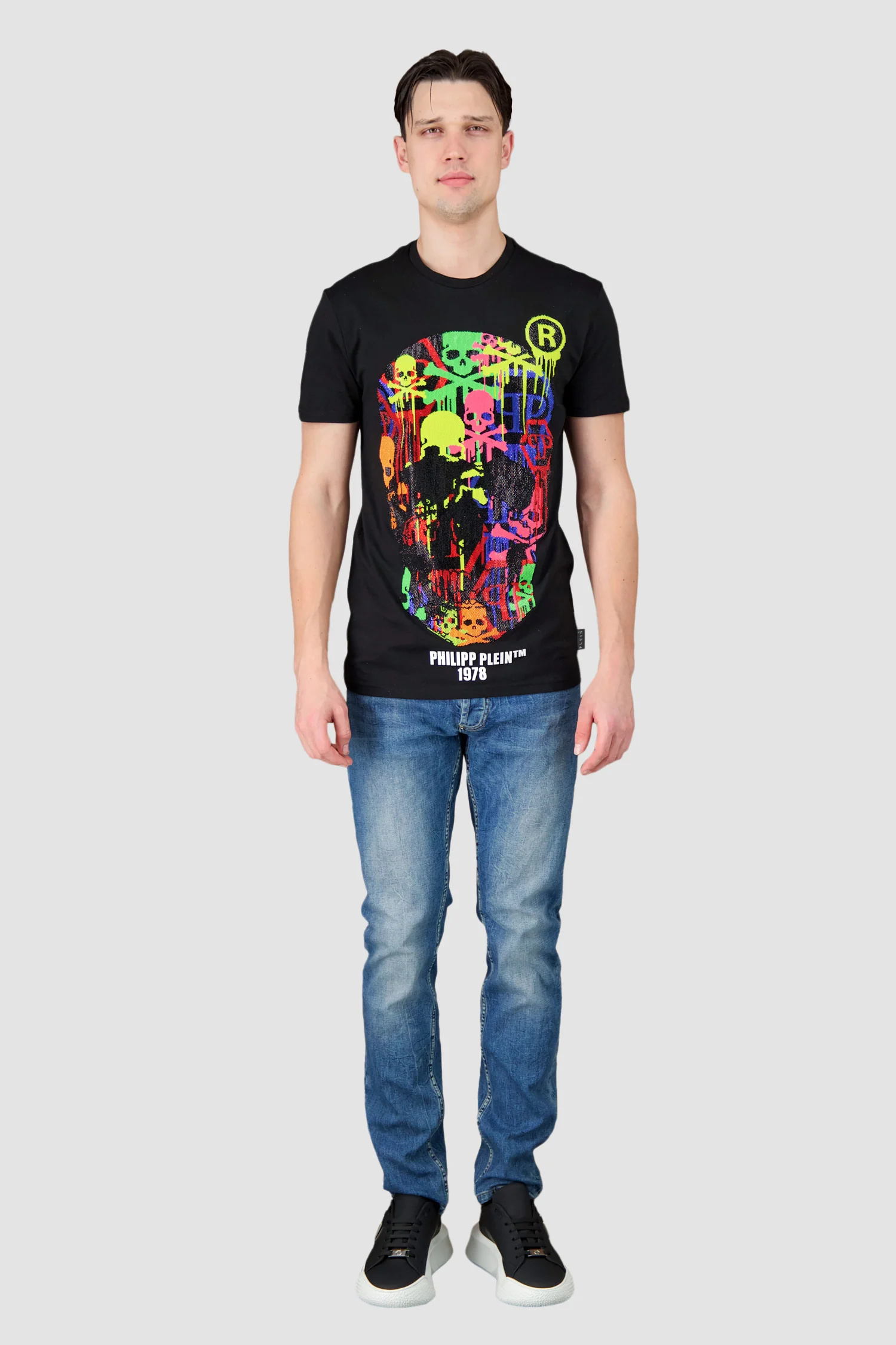 Philipp Plein Black Round Neck LS Skull Strass T-Shirt - Image 4