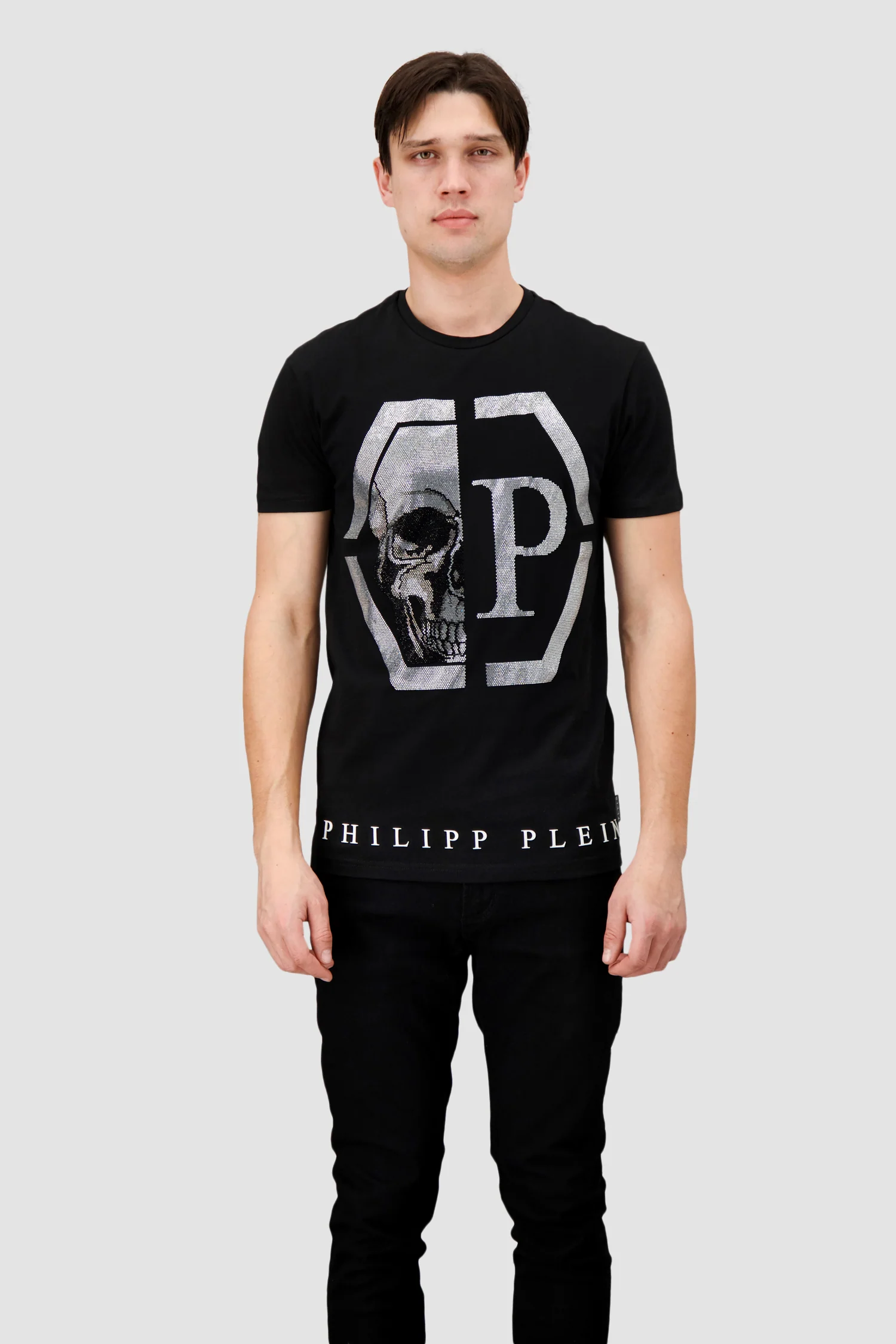 Philipp Plein Black Round Neck SS Hexagon T-Shirt - Image 3