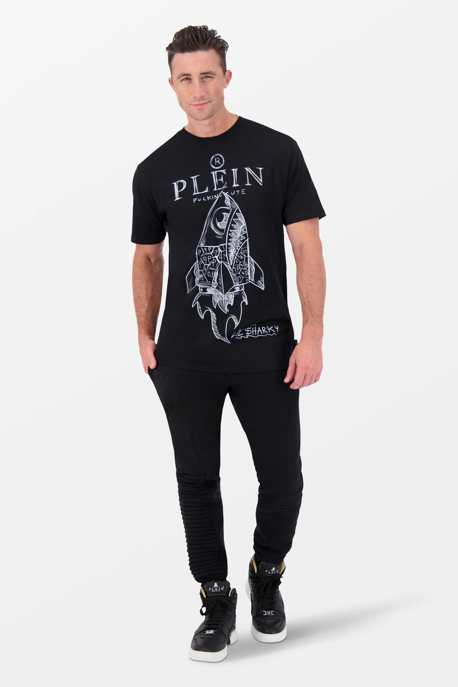 Philipp Plein Black Round Neck SS Lil’ $hark T-Shirt - Image 3
