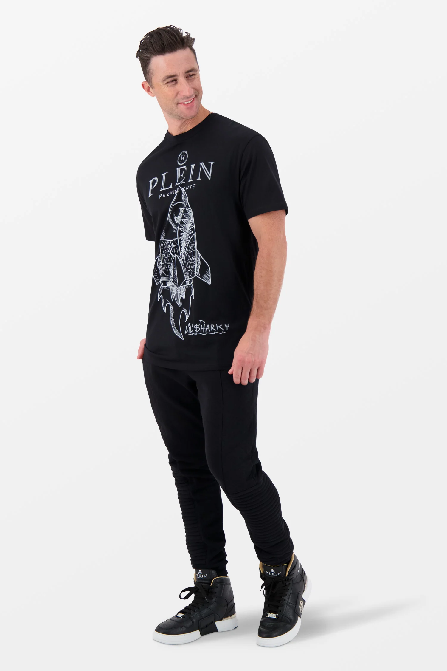 Philipp Plein Black Round Neck SS Lil’ $hark T-Shirt - Image 4