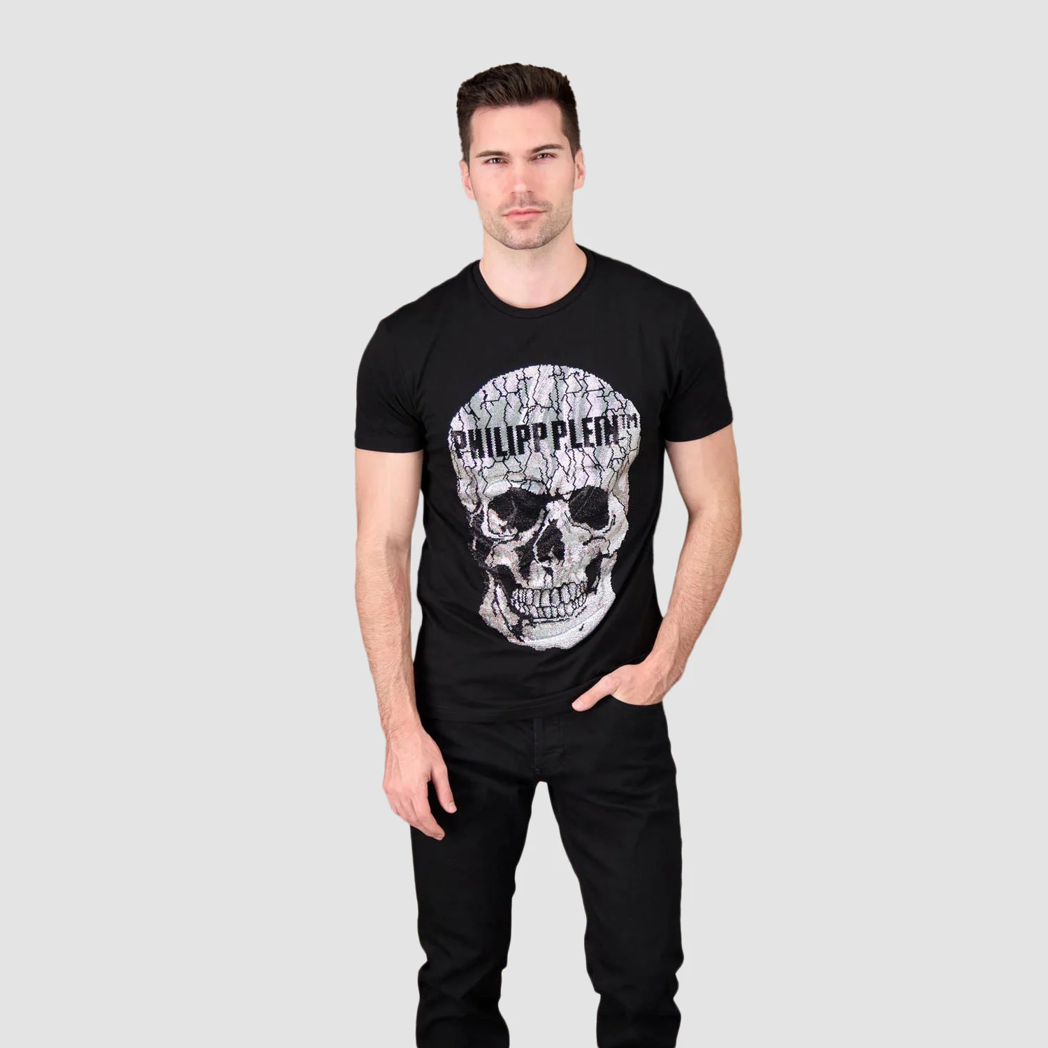 Philipp Plein Black Round Neck SS Skull Rhinestone T-Shirt - Image 4