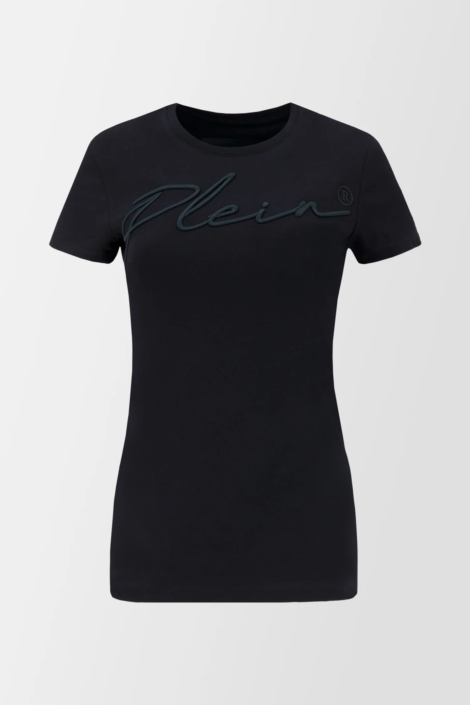 Philipp Plein Black Satin Embroidery Signature T-Shirt - Image 3