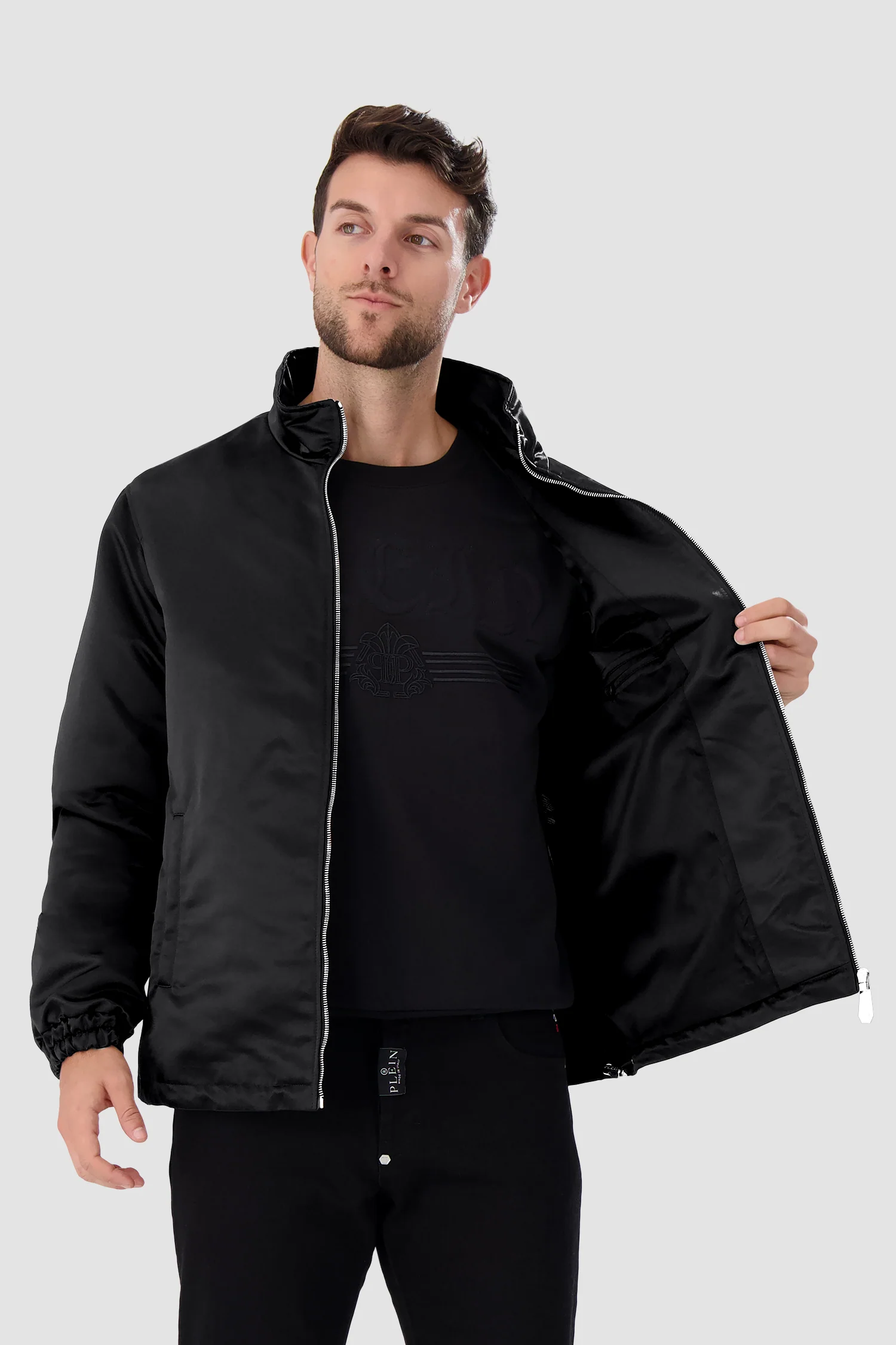 Philipp Plein Black Satin Windbreaker - Image 4