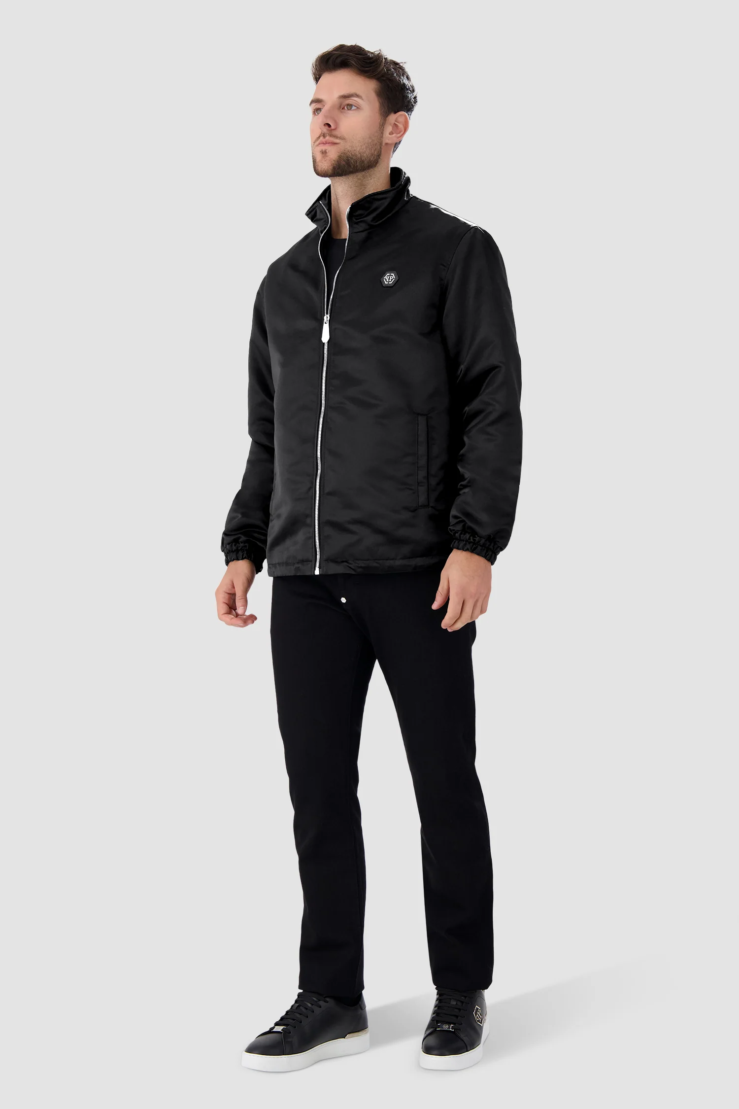 Philipp Plein Black Satin Windbreaker - Image 6