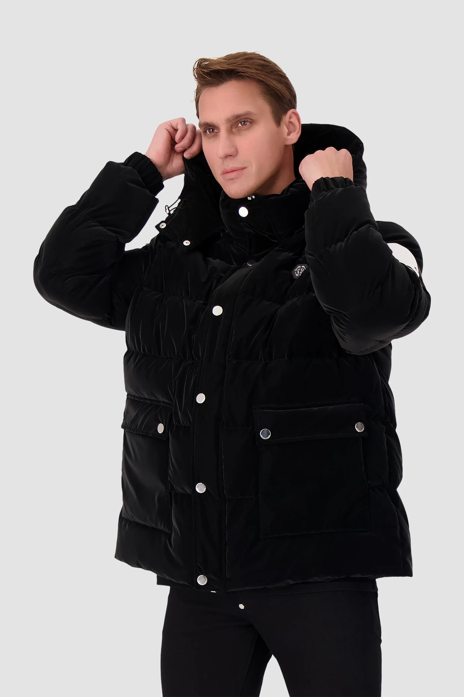 Philipp Plein Black Skull&Bones Padded Jacket - Image 5