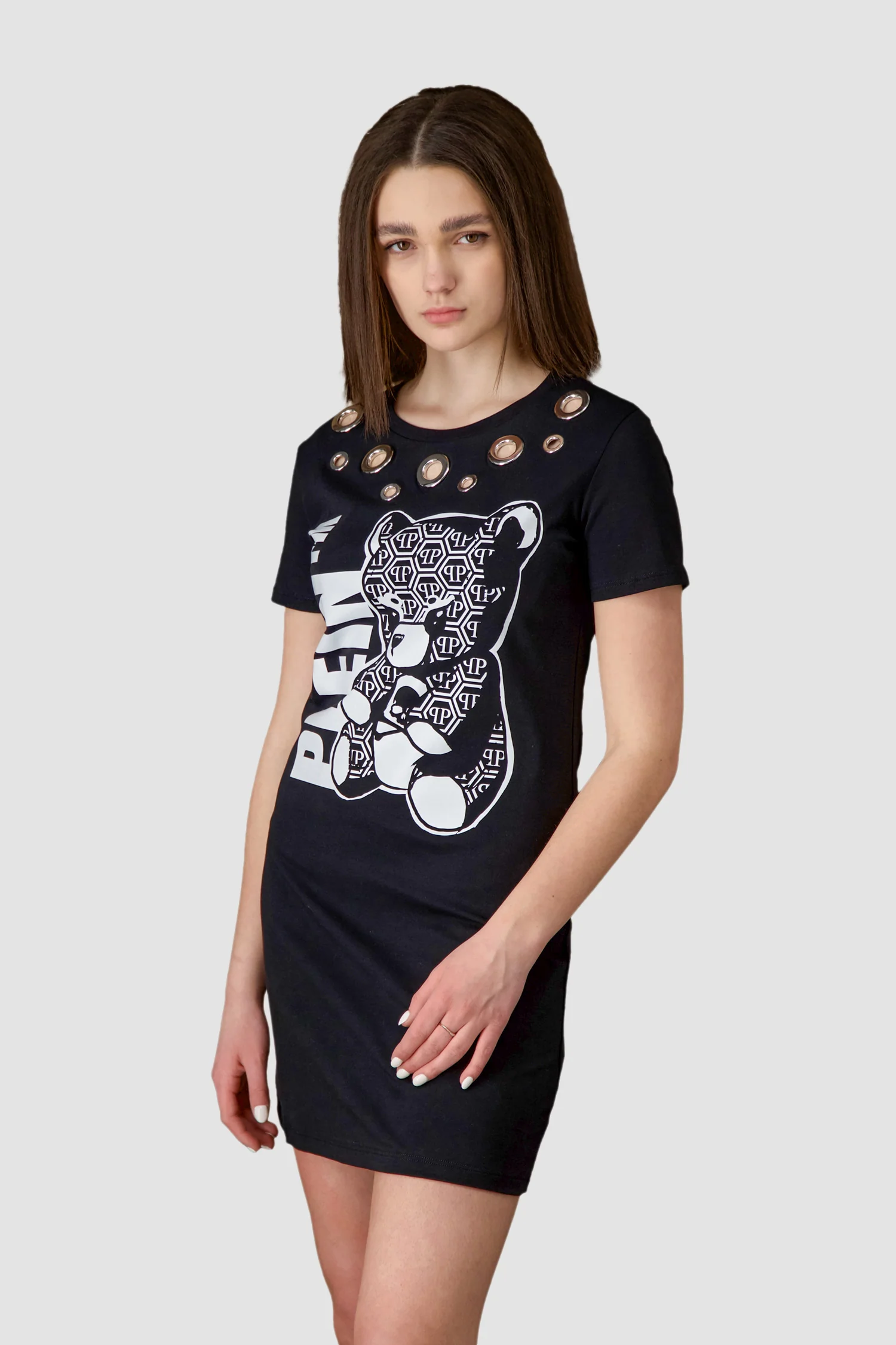 Philipp Plein Black Teddy Bear Short Dress - Image 2
