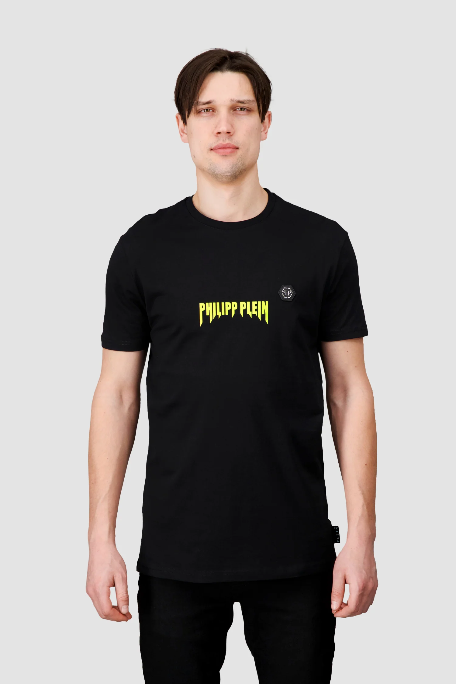 Philipp Plein Black/Yellow Round Neck SS Philipp TM T-Shirt - Image 2