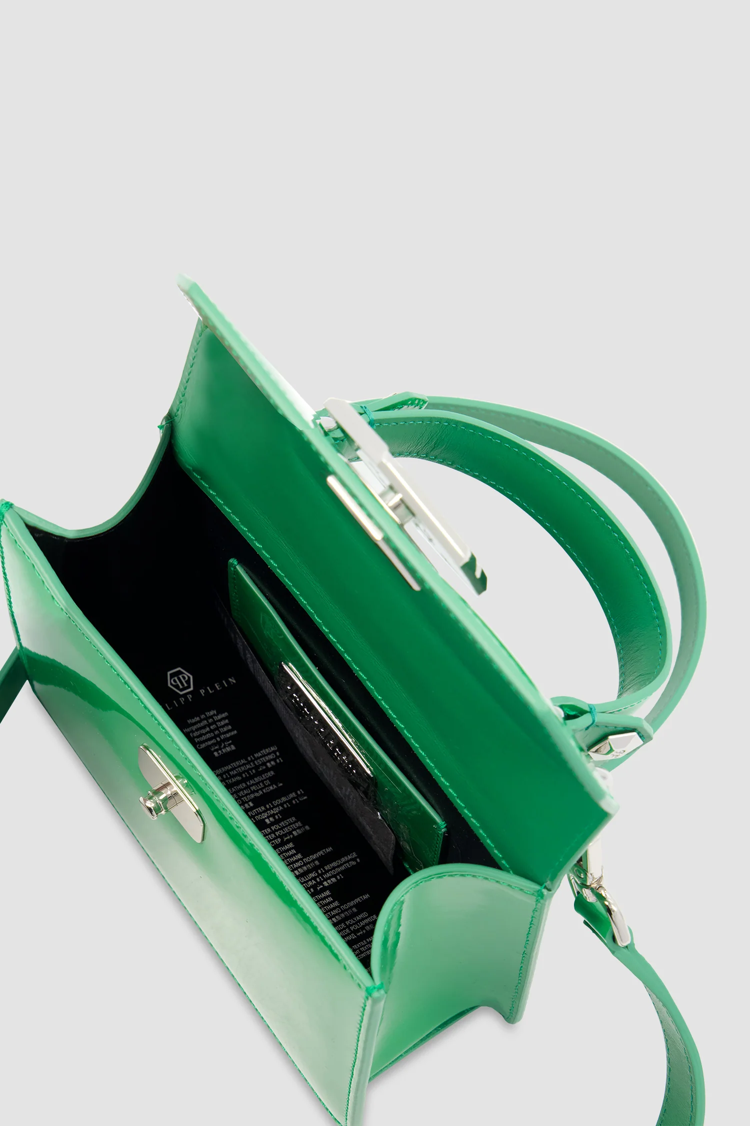 Philipp Plein Green Leather Small Patent Superheroine Handle Bag - Image 5