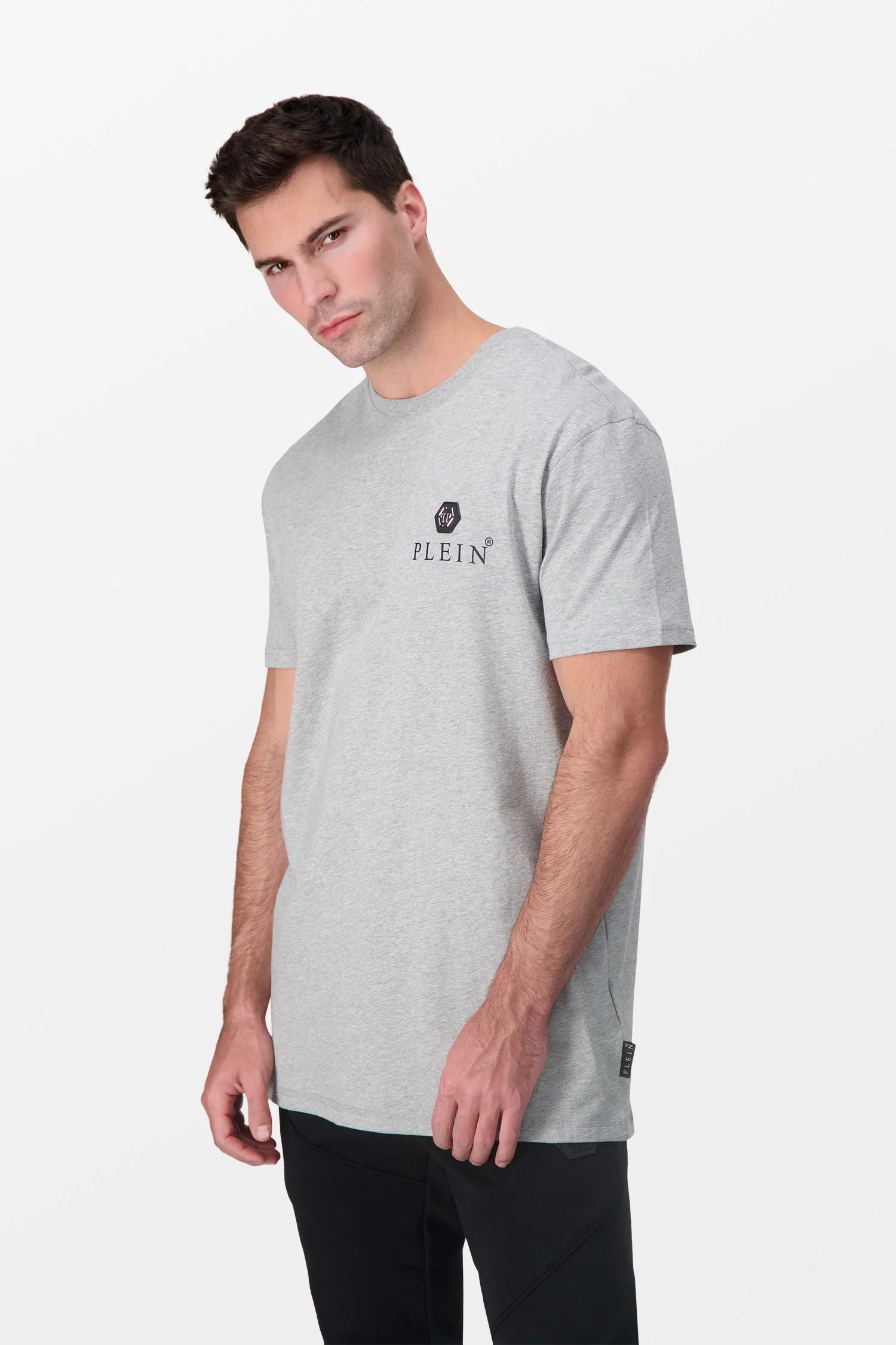 Philipp Plein Grey Round Neck SS Iconic Plein T-Shirt - Image 4