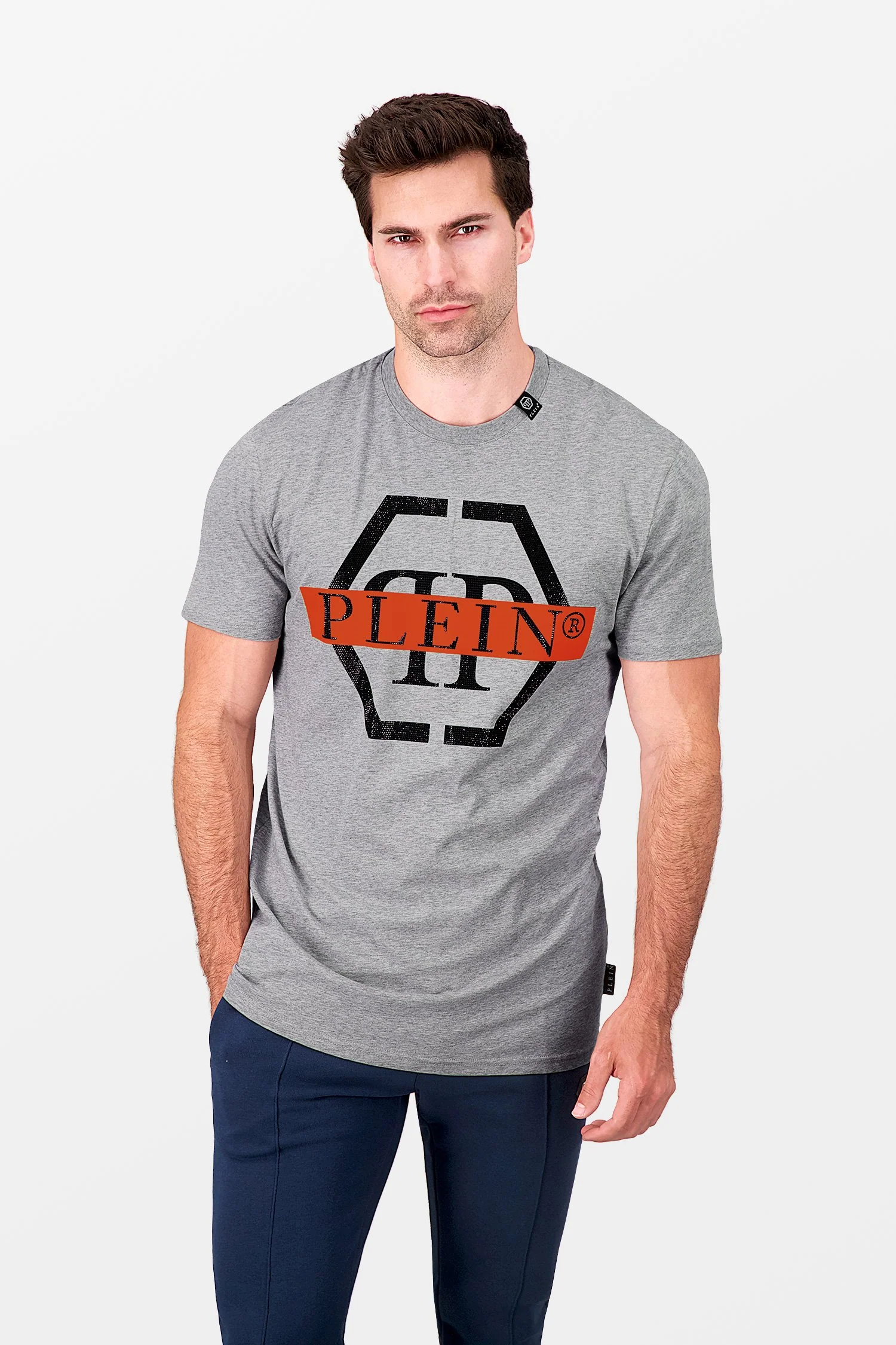 Philipp Plein Grey SS Hexagon T-Shirt - Image 6