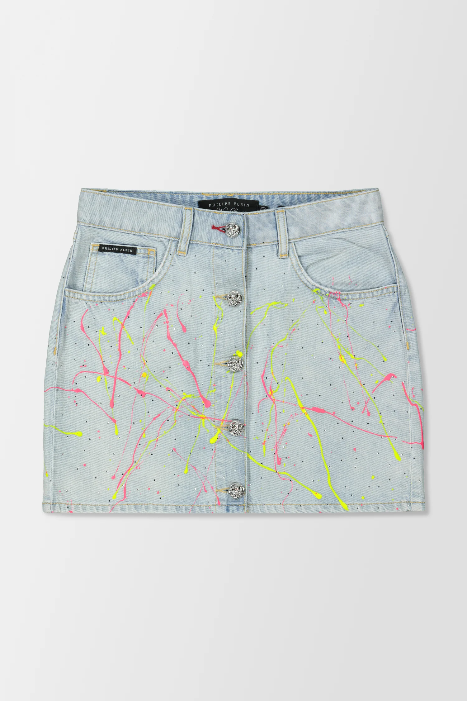Philipp Plein Hot’n’Cold Crystal Denim Skirt