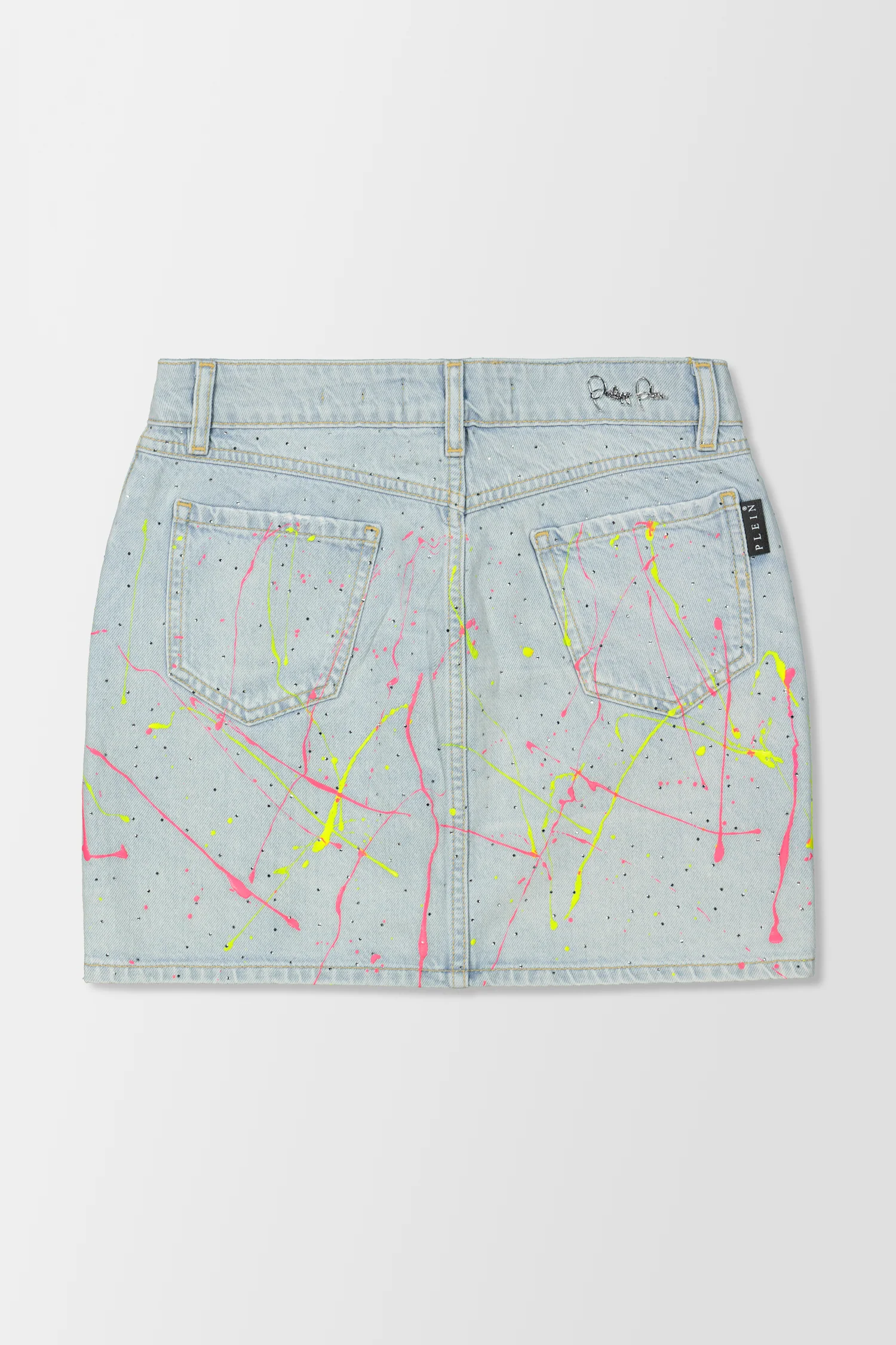 Philipp Plein Hot’n’Cold Crystal Denim Skirt - Image 4