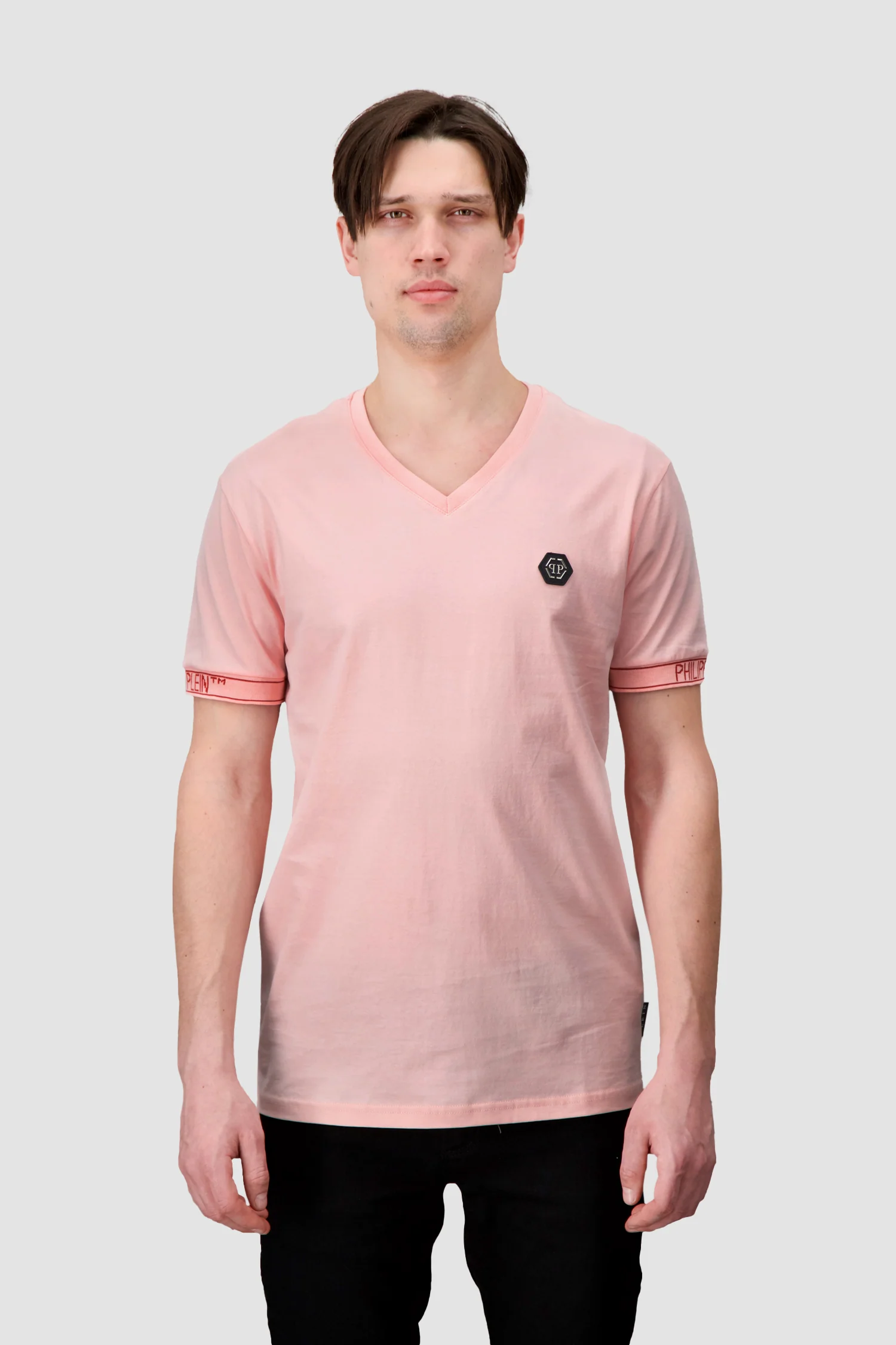 Philipp Plein Rose/Pink V-Neck SS T-Shirt - Image 2