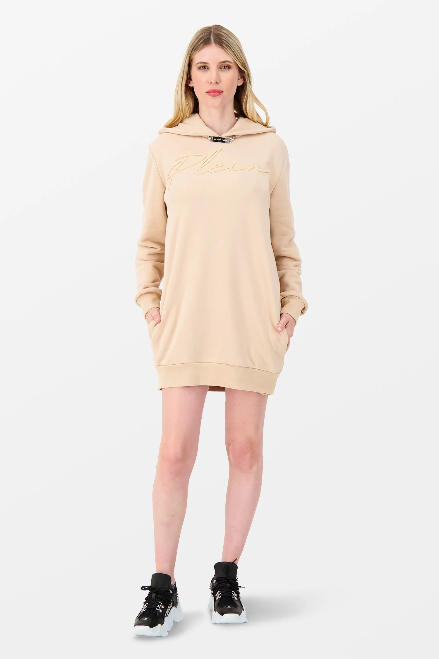 Philipp Plein Signature Beige Embroidery Hoodie - Image 6