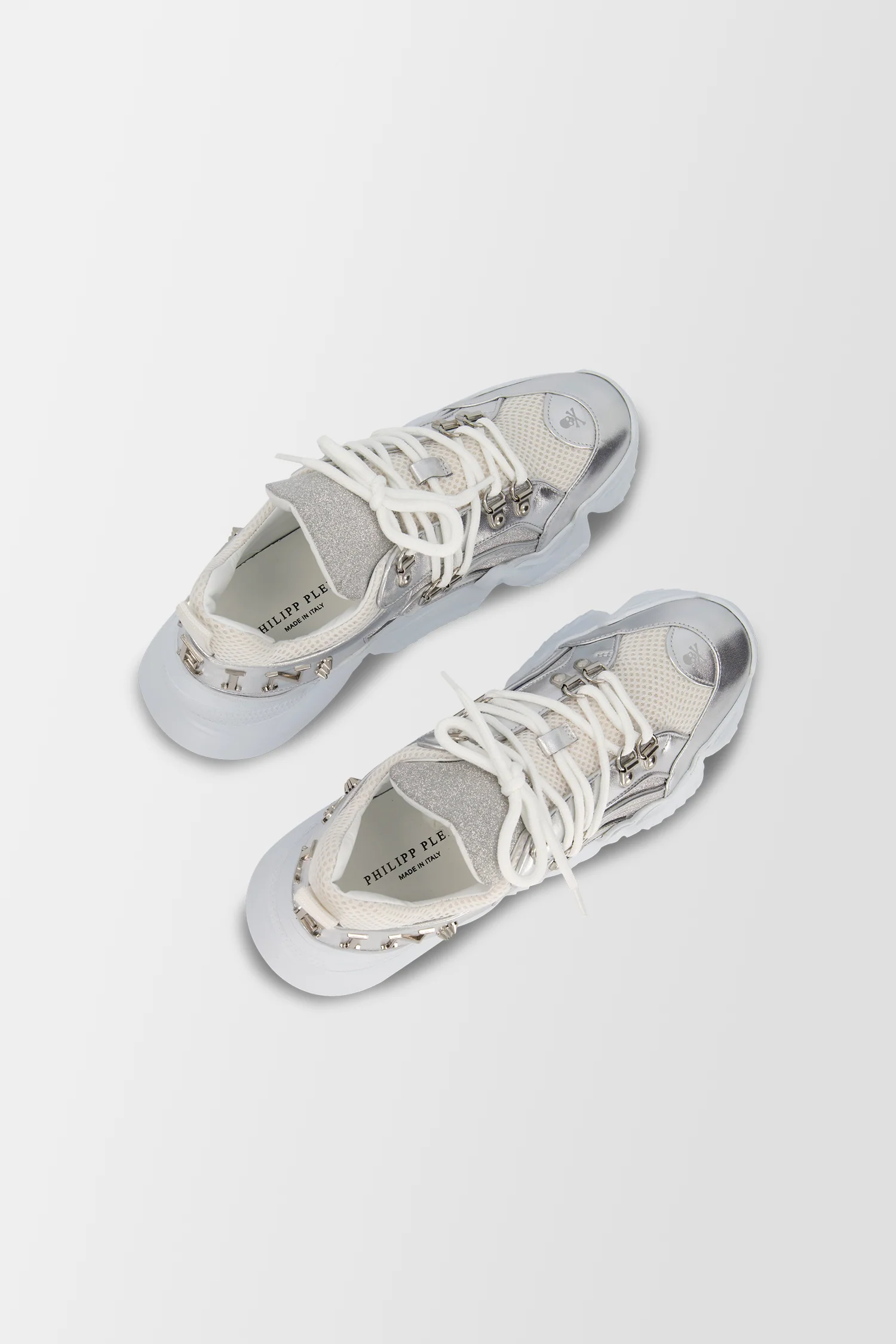 Philipp Plein Silver Crystal Sneakers - Image 5