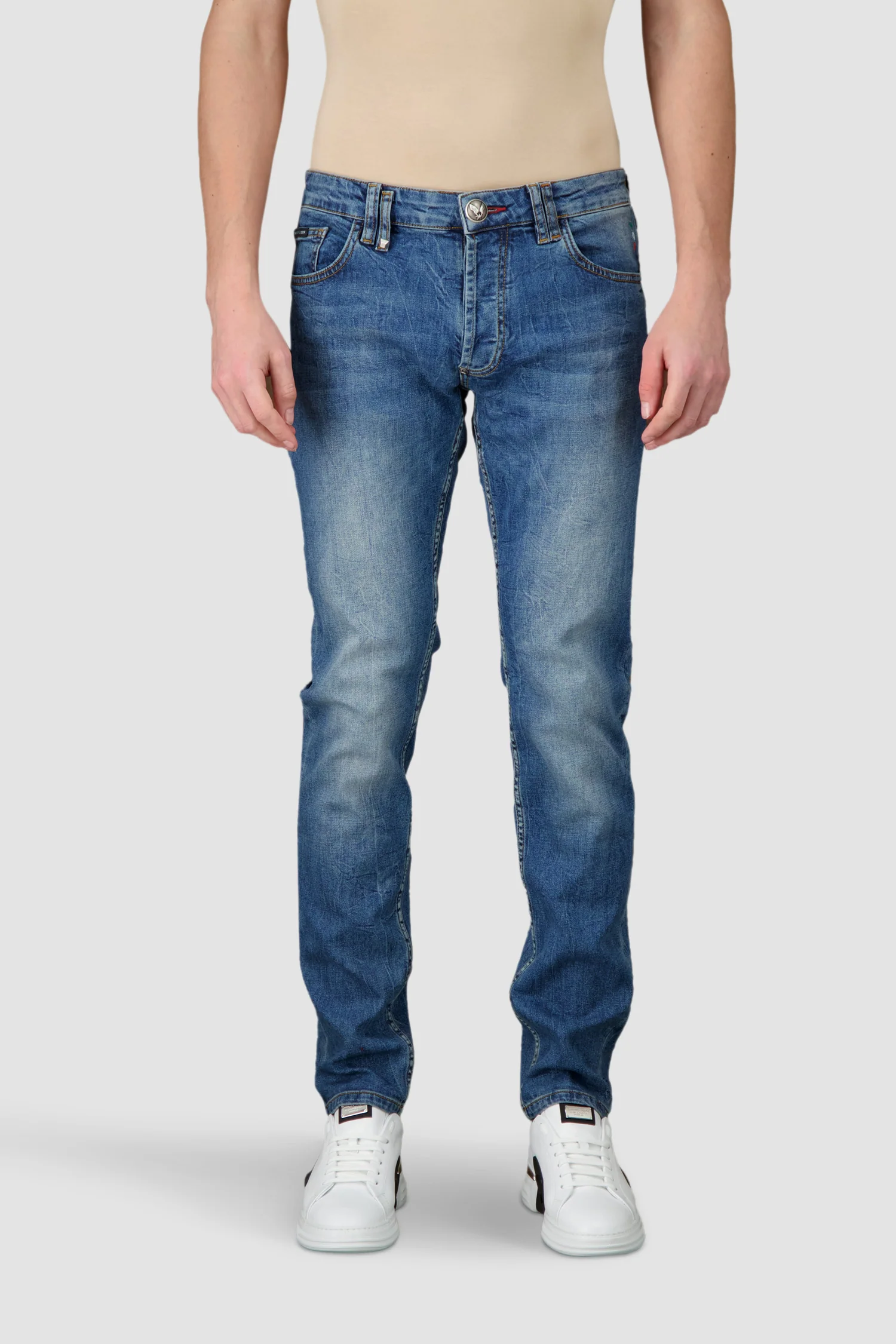 Philipp Plein Super Straight Cut Denim Statement Jeans - Image 2