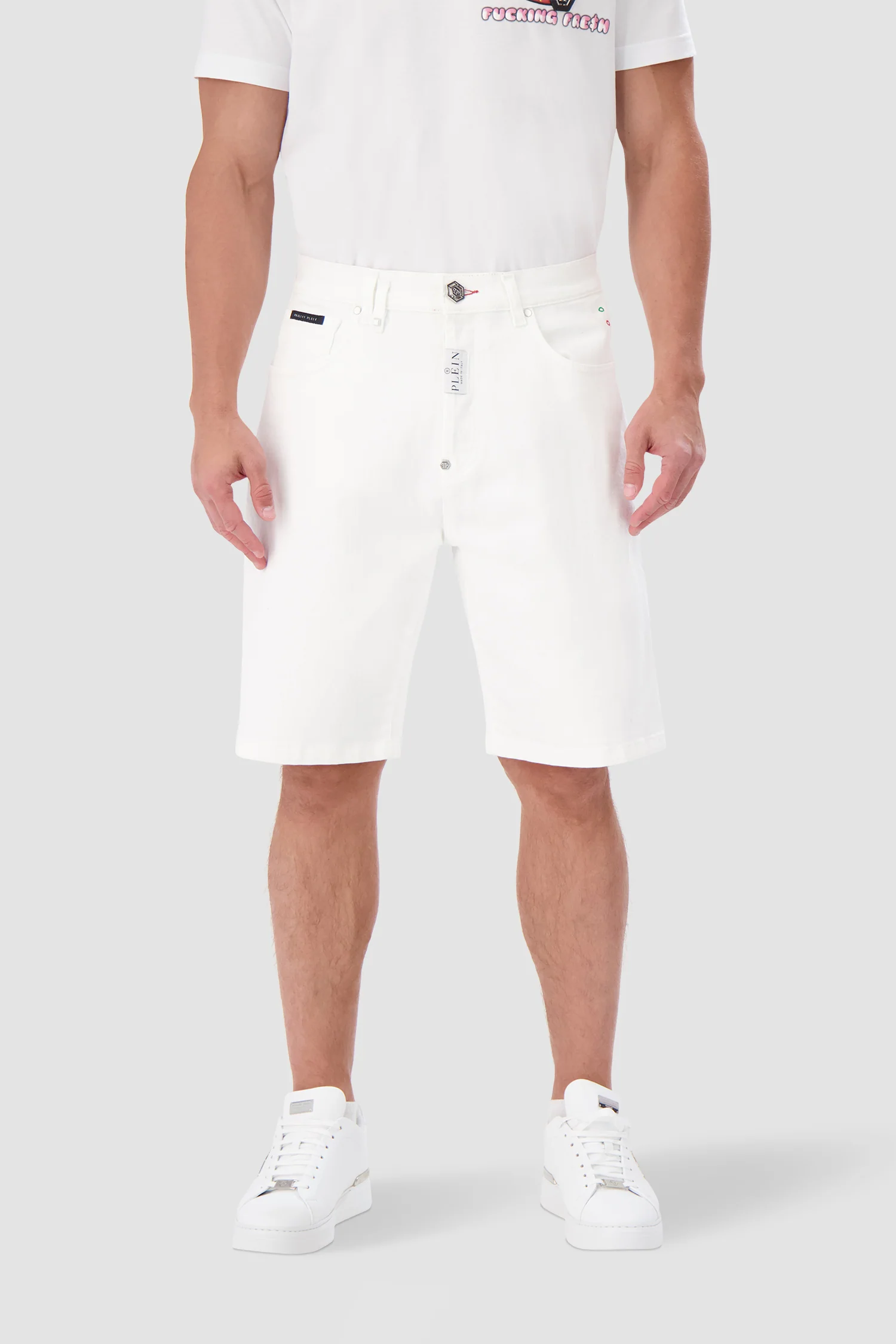 Philipp Plein White Denim Formentera Fit Shorts - Image 2