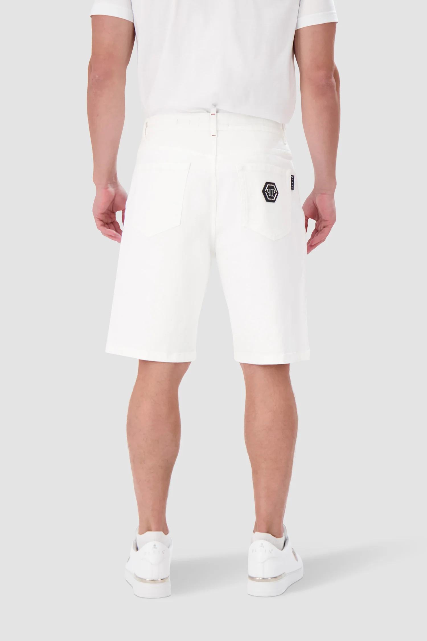 Philipp Plein White Denim Formentera Fit Shorts - Image 4