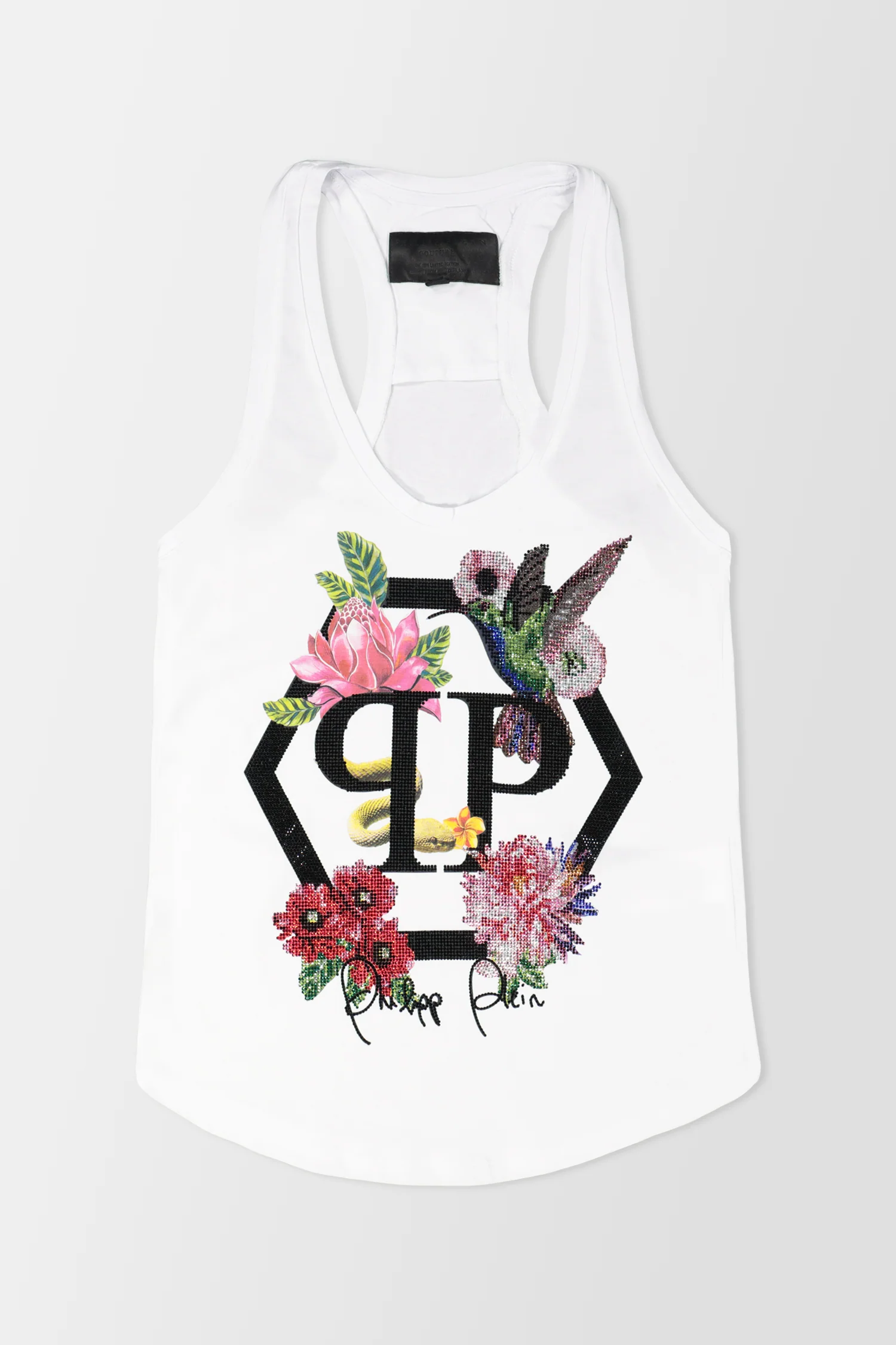 Philipp Plein White Flowers Tank Top - Image 3