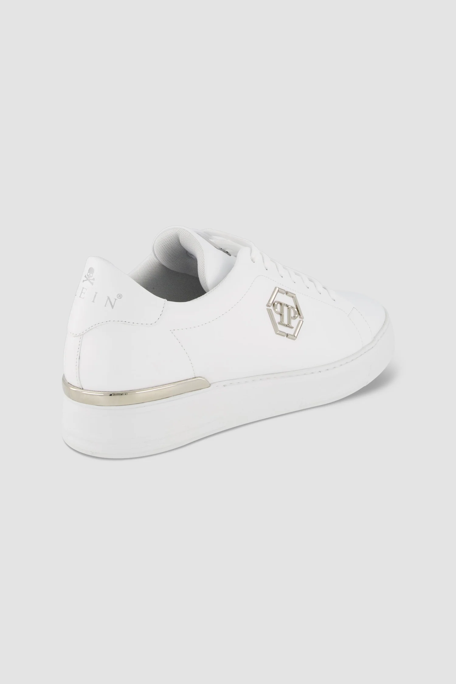 Philipp Plein White Leather Lo-Top Hexagon Sneaker - Image 4