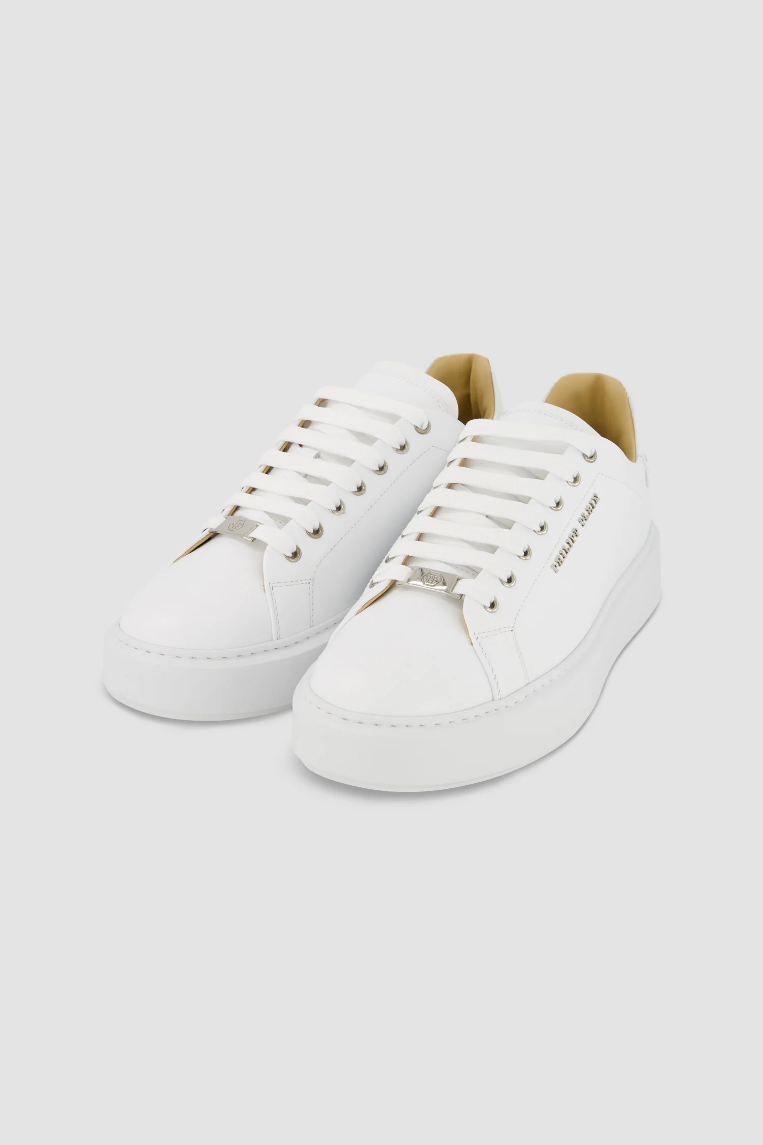Philipp Plein White Leather Lo-Top Hexagon Sneakers - Image 2