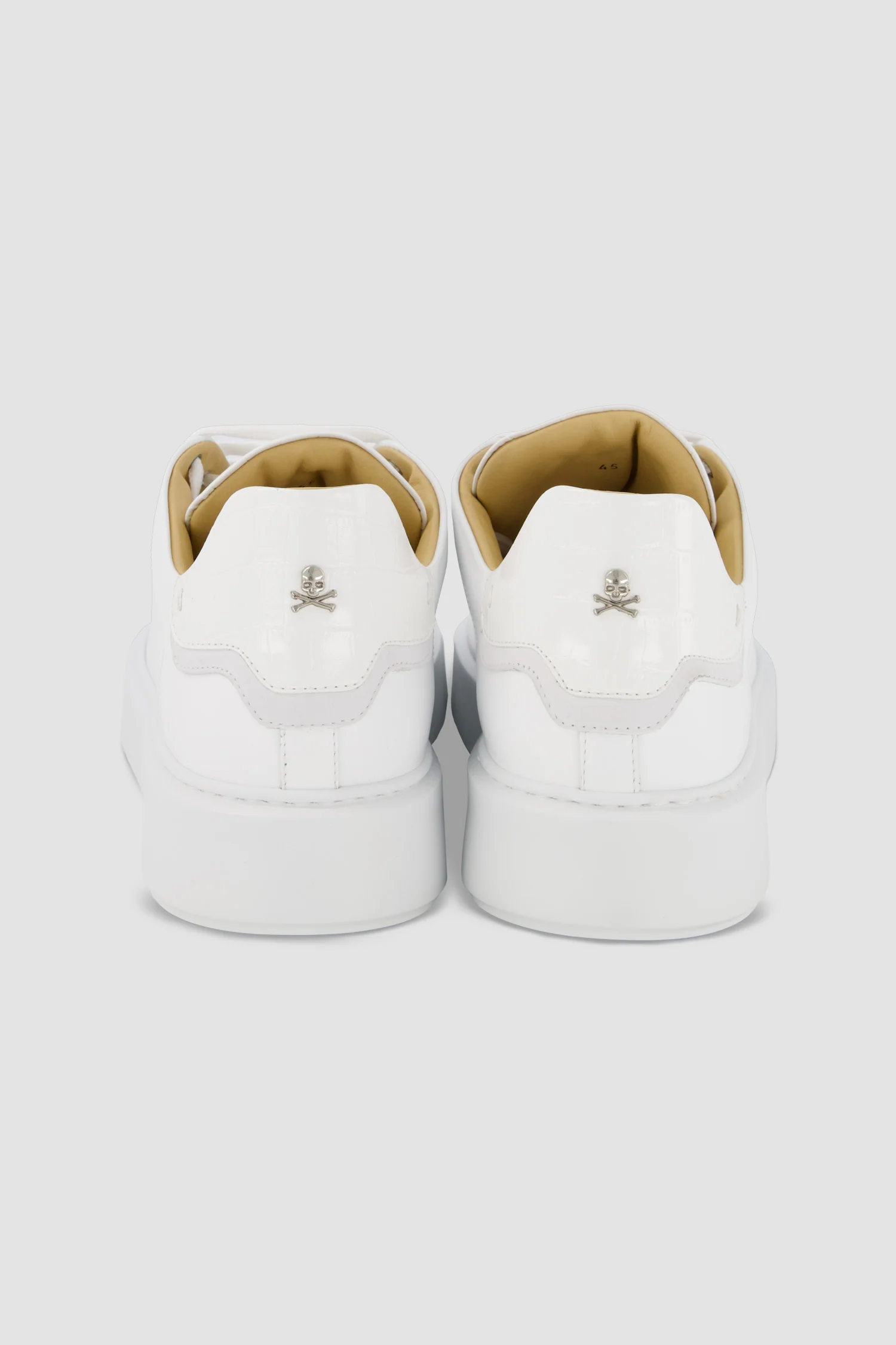 Philipp Plein White Leather Lo-Top Hexagon Sneakers - Image 3
