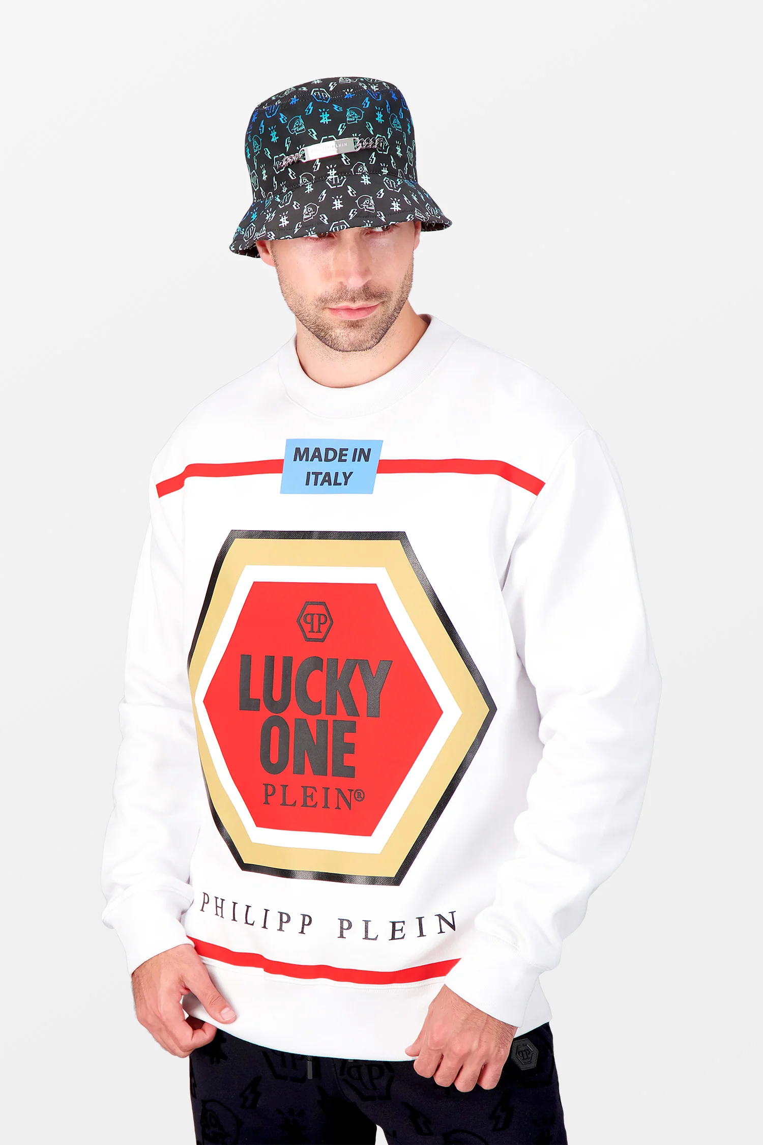 Philipp Plein White LS Print Lucky One Sweatshirt - Image 2