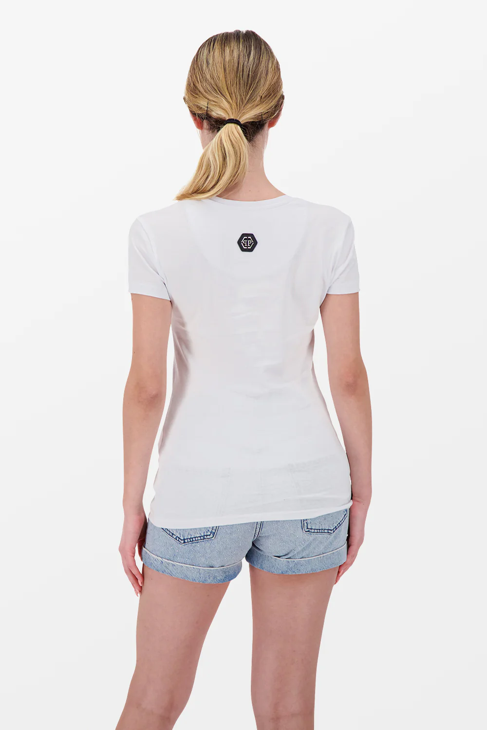Philipp Plein White Round Neck SS Flowers T-Shirt - Image 2