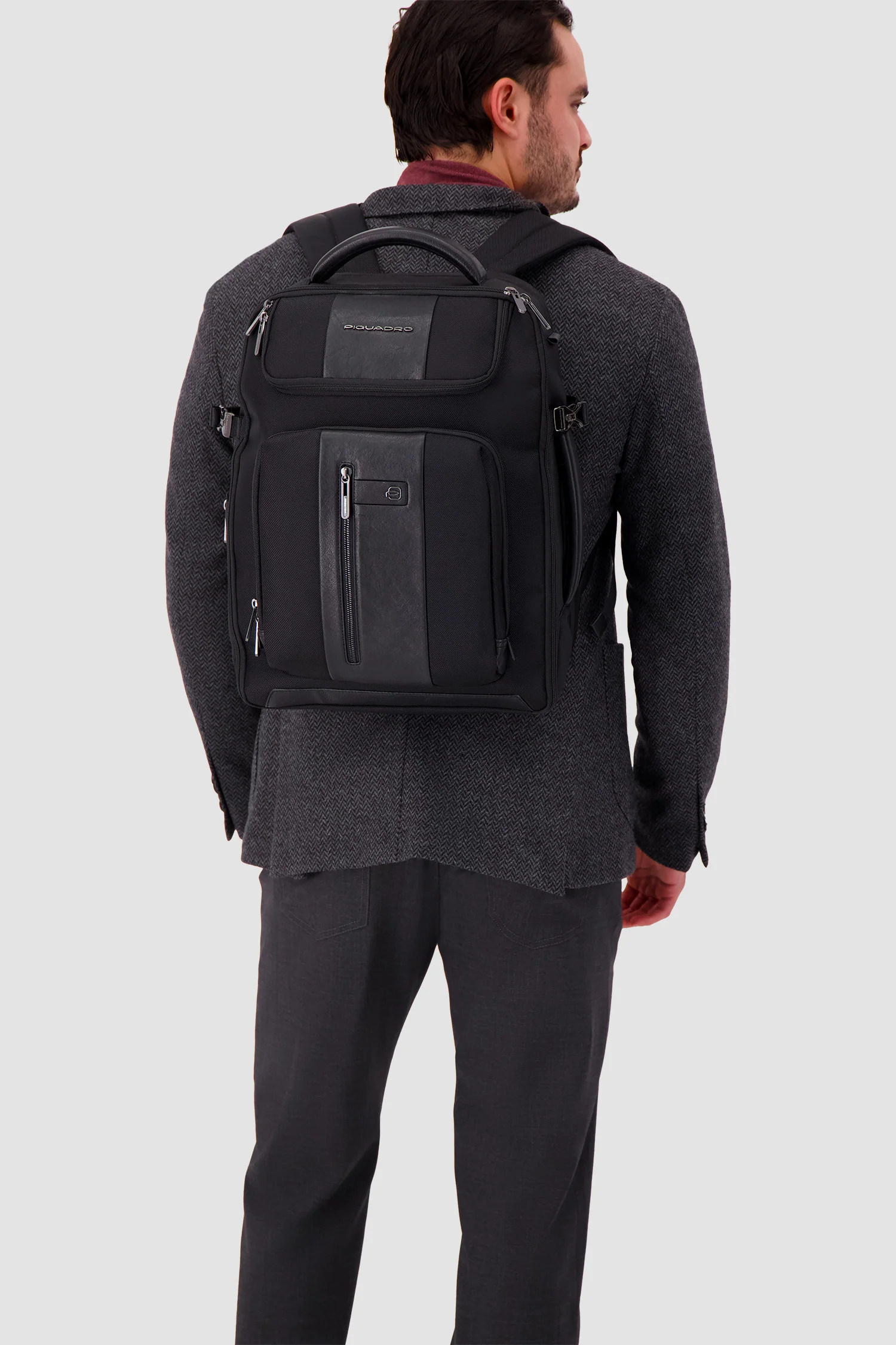 Piquadro Black Expandable Travel Laptop Backpack 15.6" - Image 12