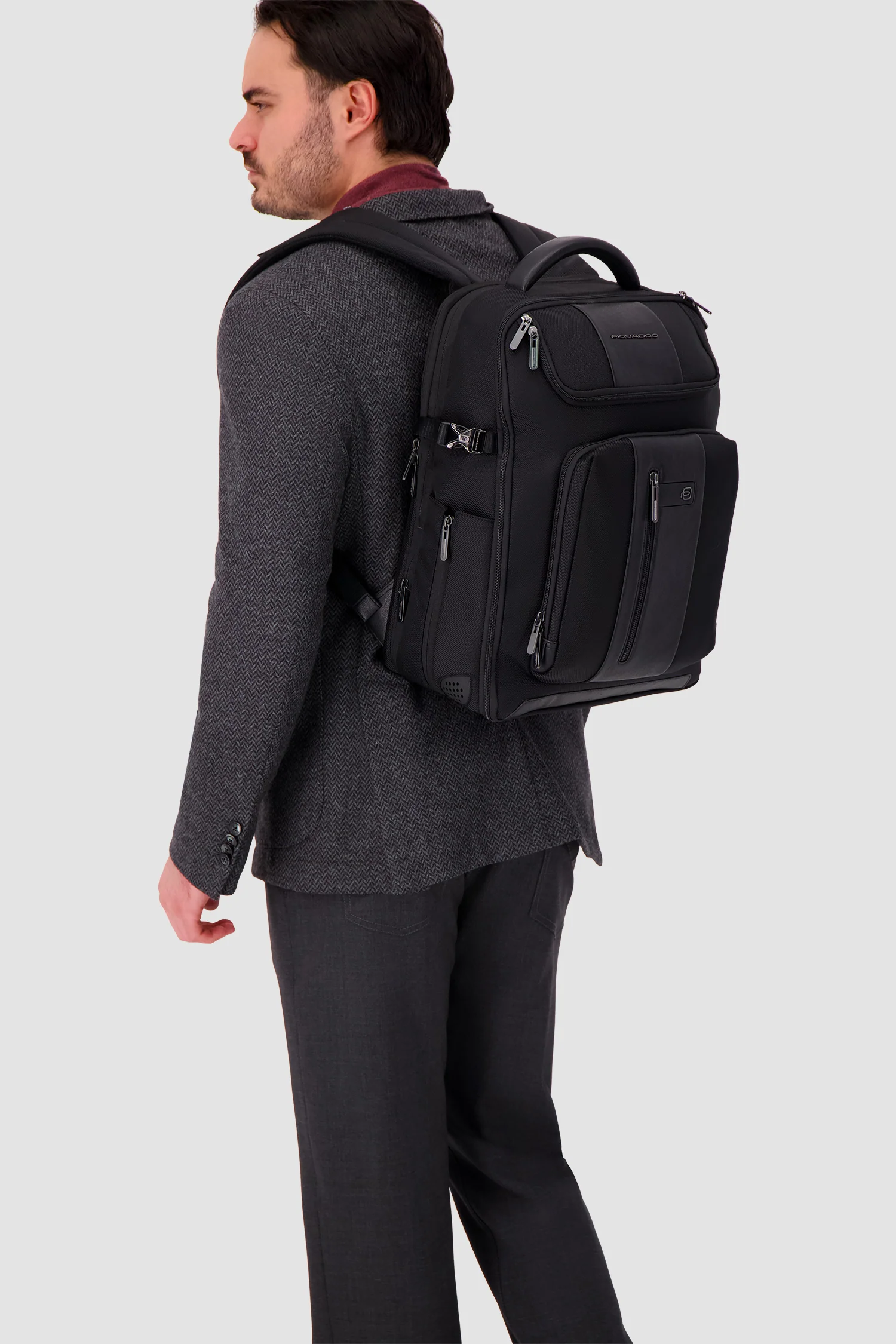 Piquadro Black Expandable Travel Laptop Backpack 15.6" - Image 13