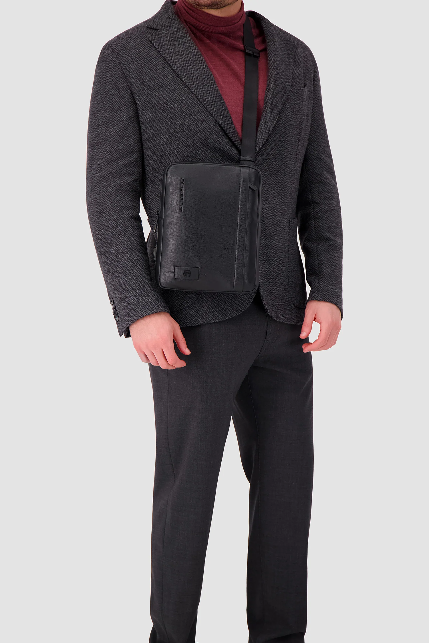Piquadro Black Leather Crossbody Bag - Image 9