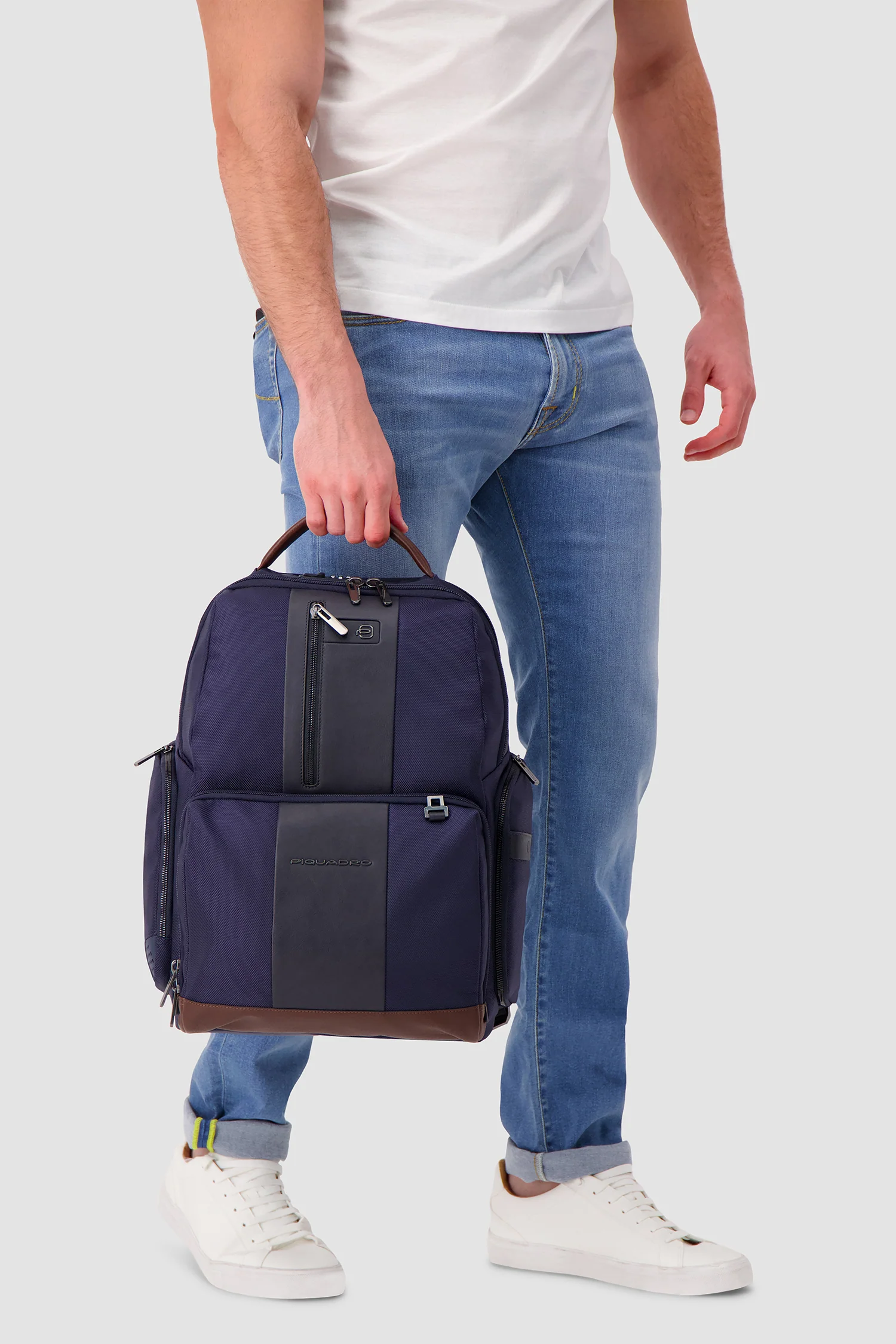Piquadro Blue Fast-Check Laptop Backpack 15.6" - Image 5