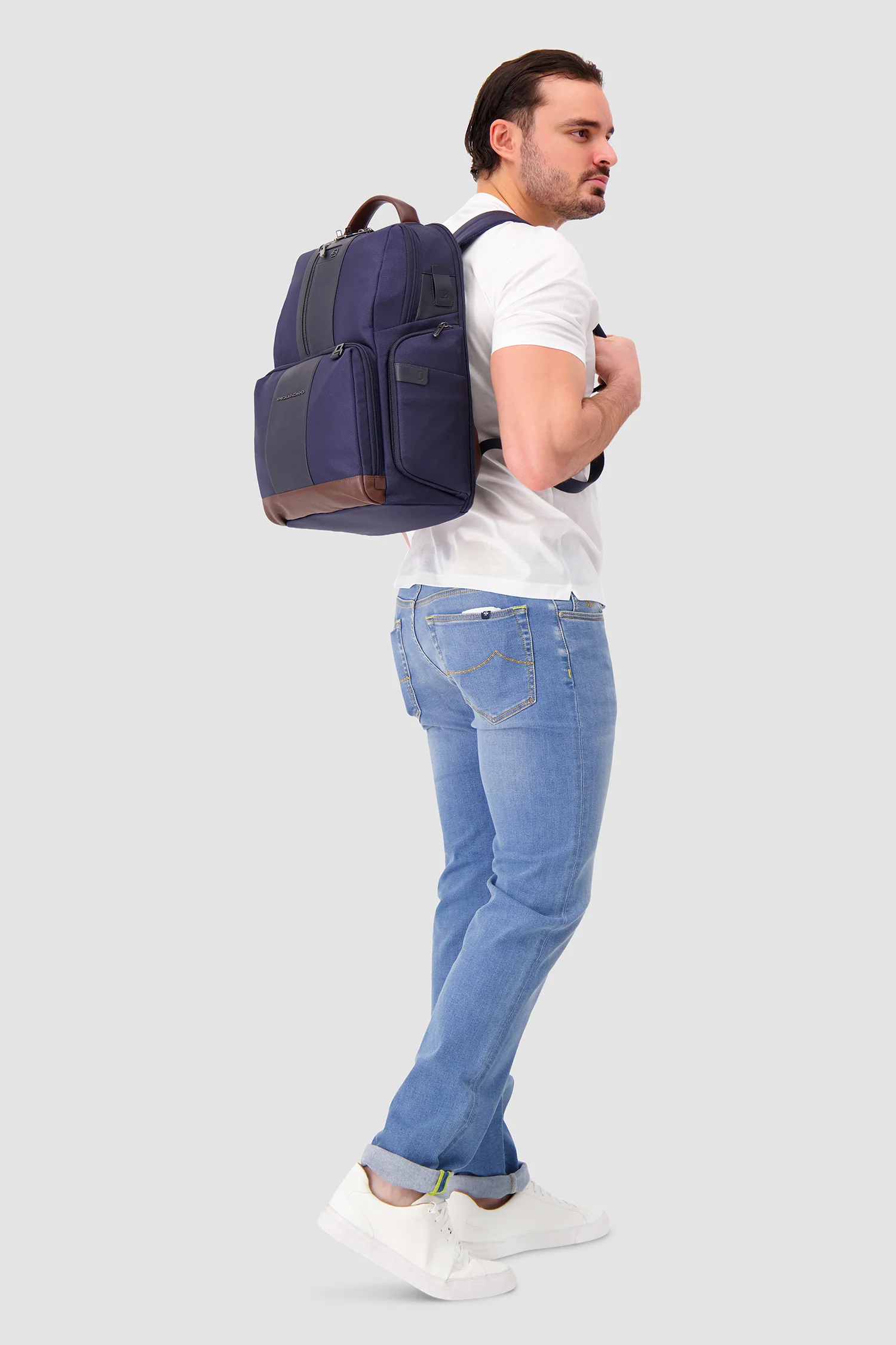 Piquadro Blue Fast-Check Laptop Backpack 15.6" - Image 6