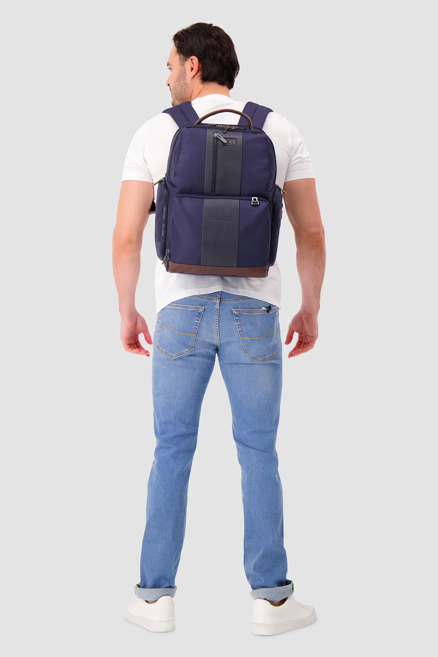Piquadro Blue Fast-Check Laptop Backpack 15.6" - Image 8