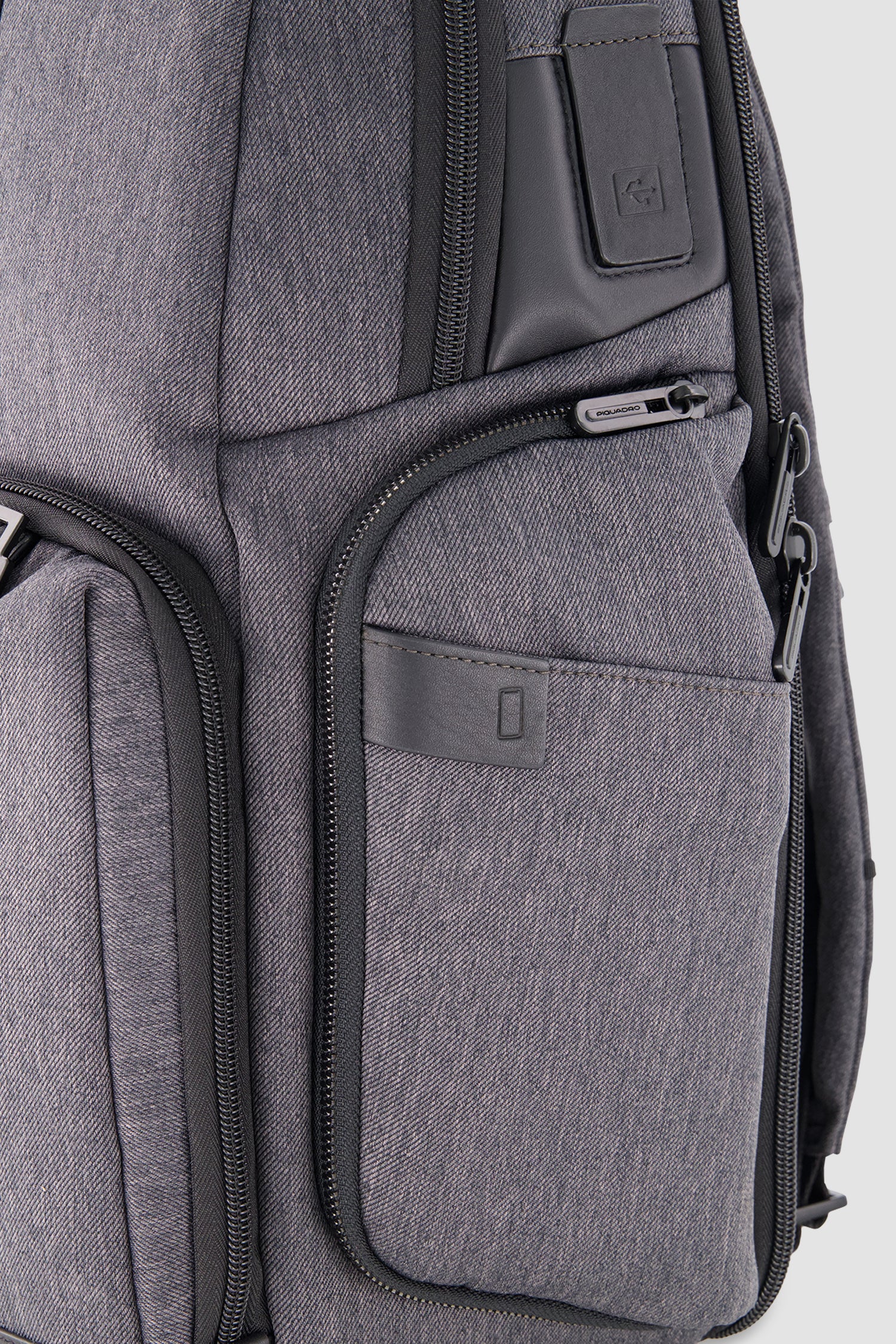 Piquadro Charcoal/Black Fast-Check Laptop Backpack 15.6" - Image 4