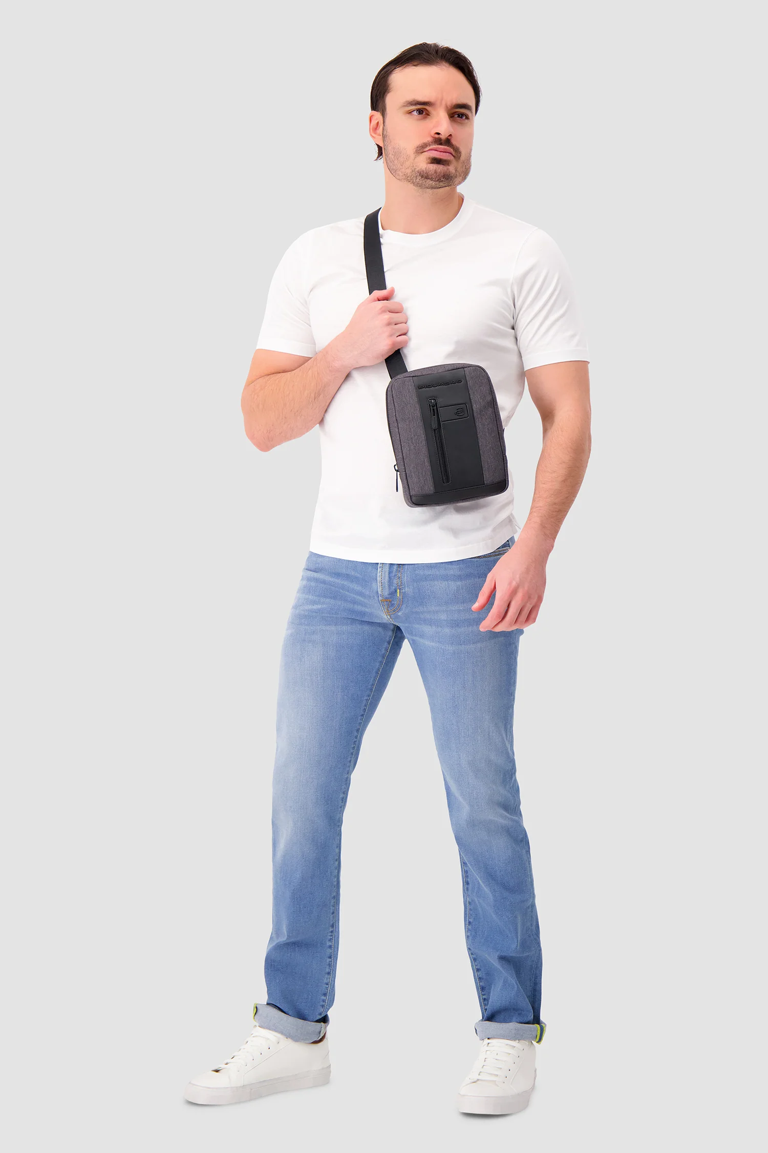 Piquadro Grey/Black Crossbody Bag - Image 8