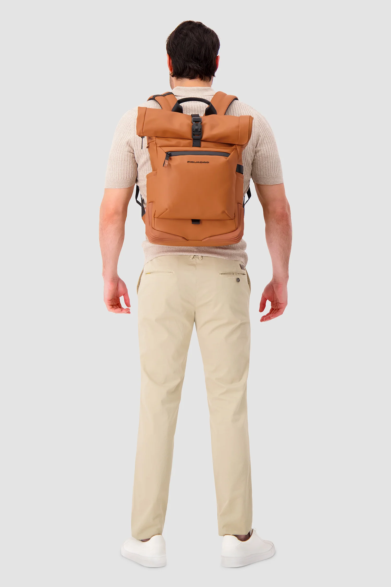 Piquadro Orange Roll Top Backpack - Image 11