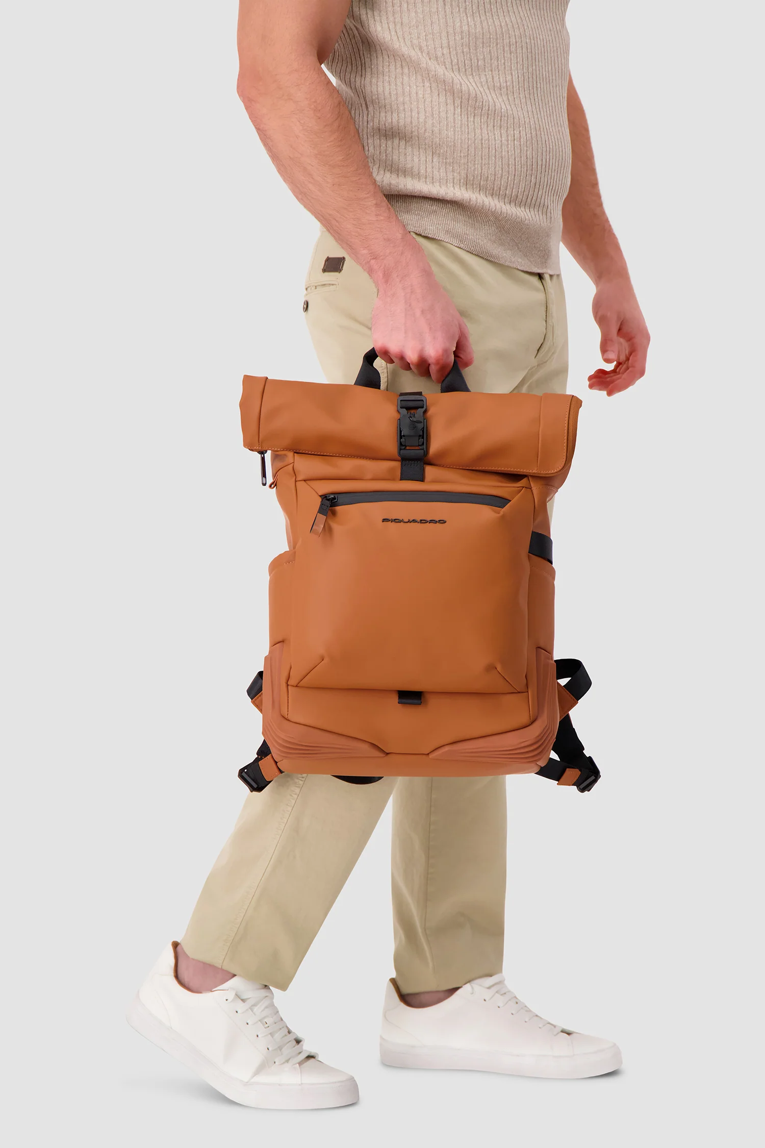 Piquadro Orange Roll Top Backpack - Image 9