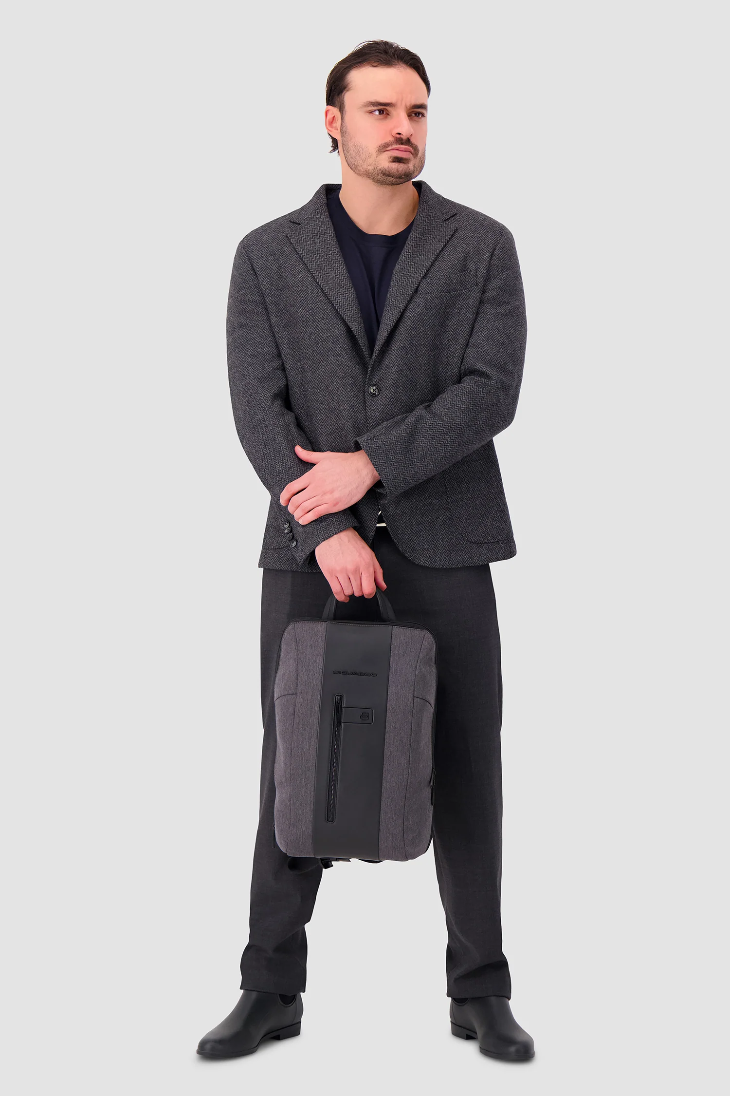 Piquadro Charcoal/Black Slim Laptop Backpack 15.6" - Image 10