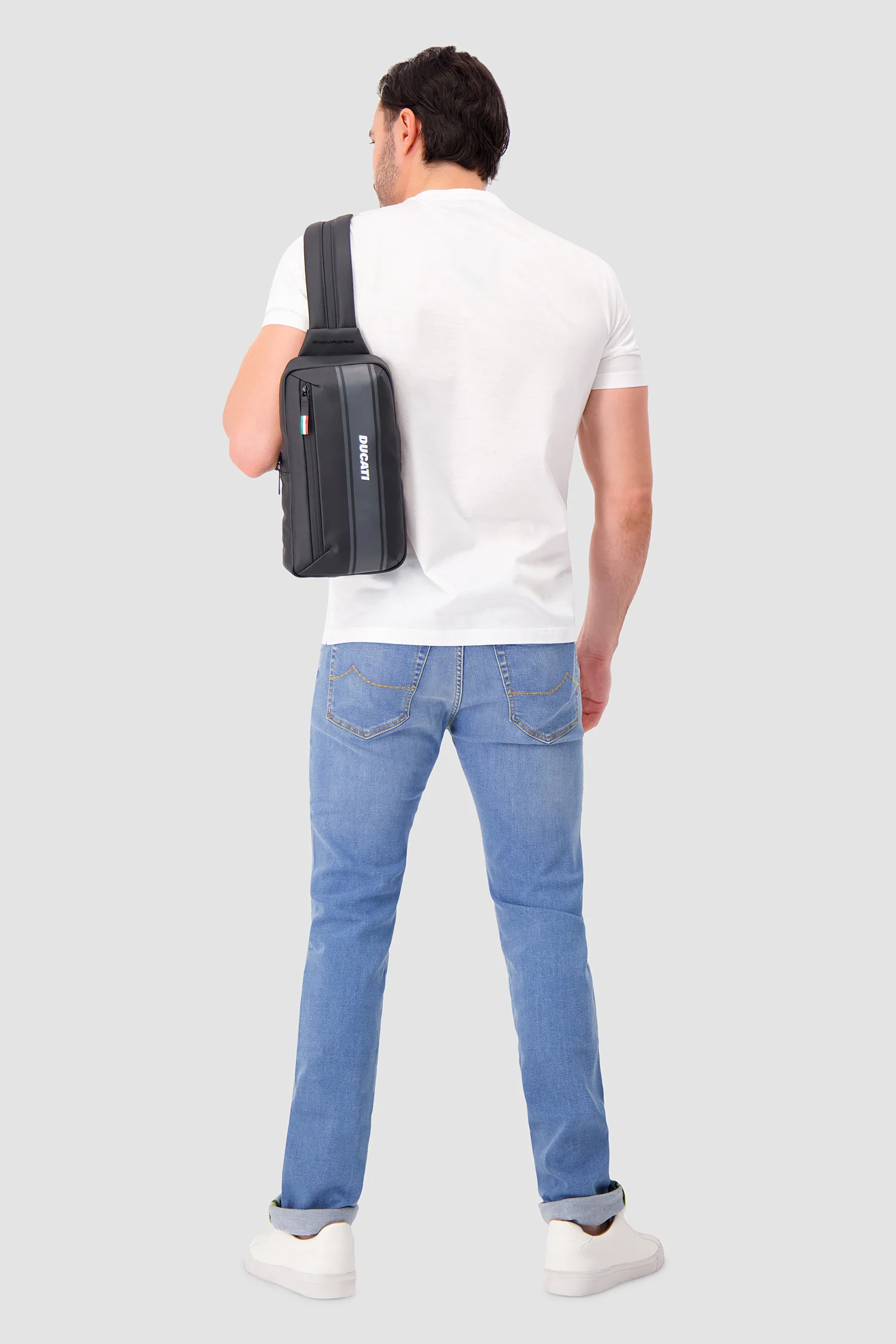 Piquadro x Ducati Black Water Resistant Sling Bag - Image 9