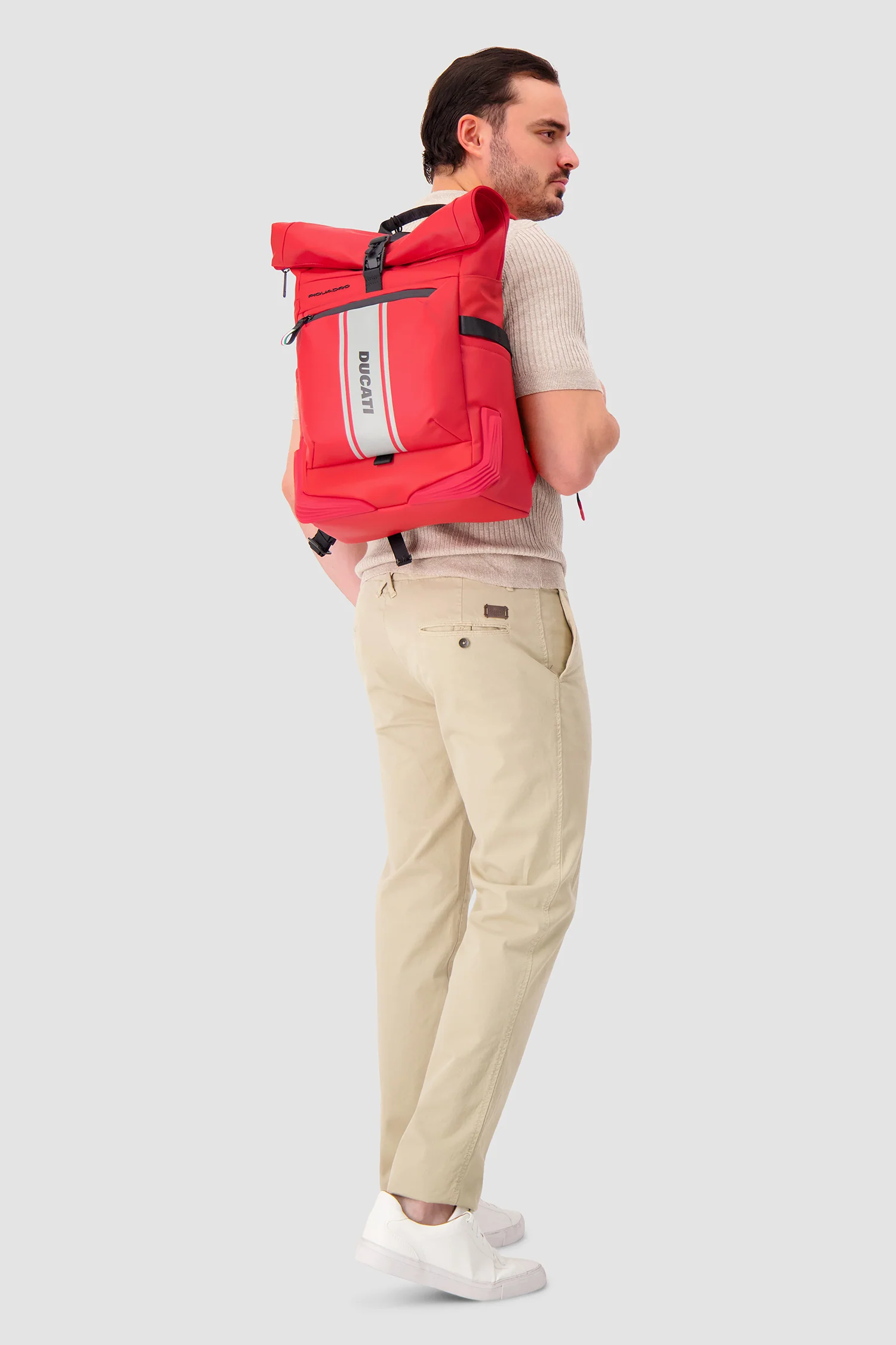 Piquadro x Ducati Red Roll Top Backpack - Image 7