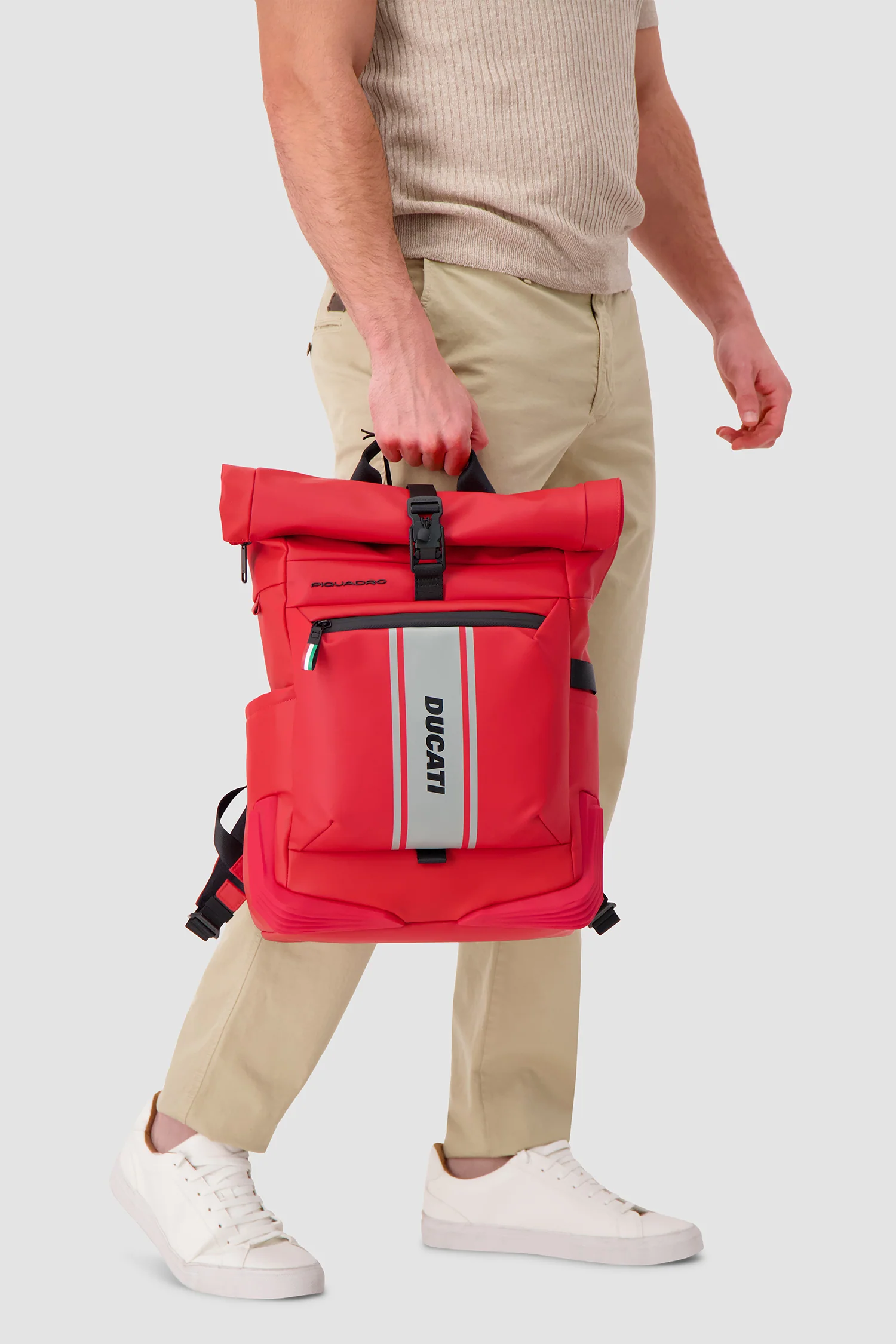 Piquadro x Ducati Red Roll Top Backpack - Image 8