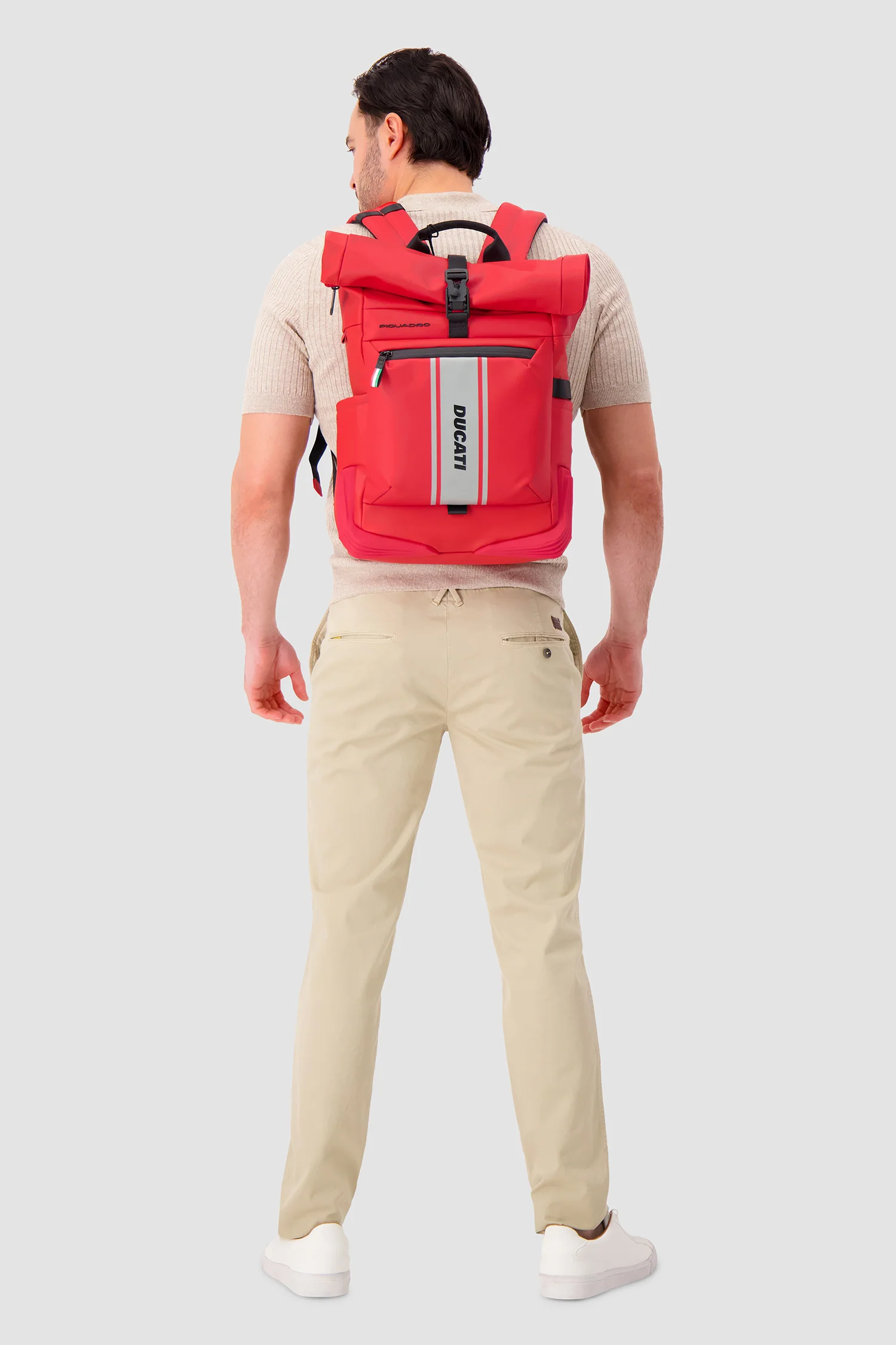 Piquadro x Ducati Red Roll Top Backpack - Image 9