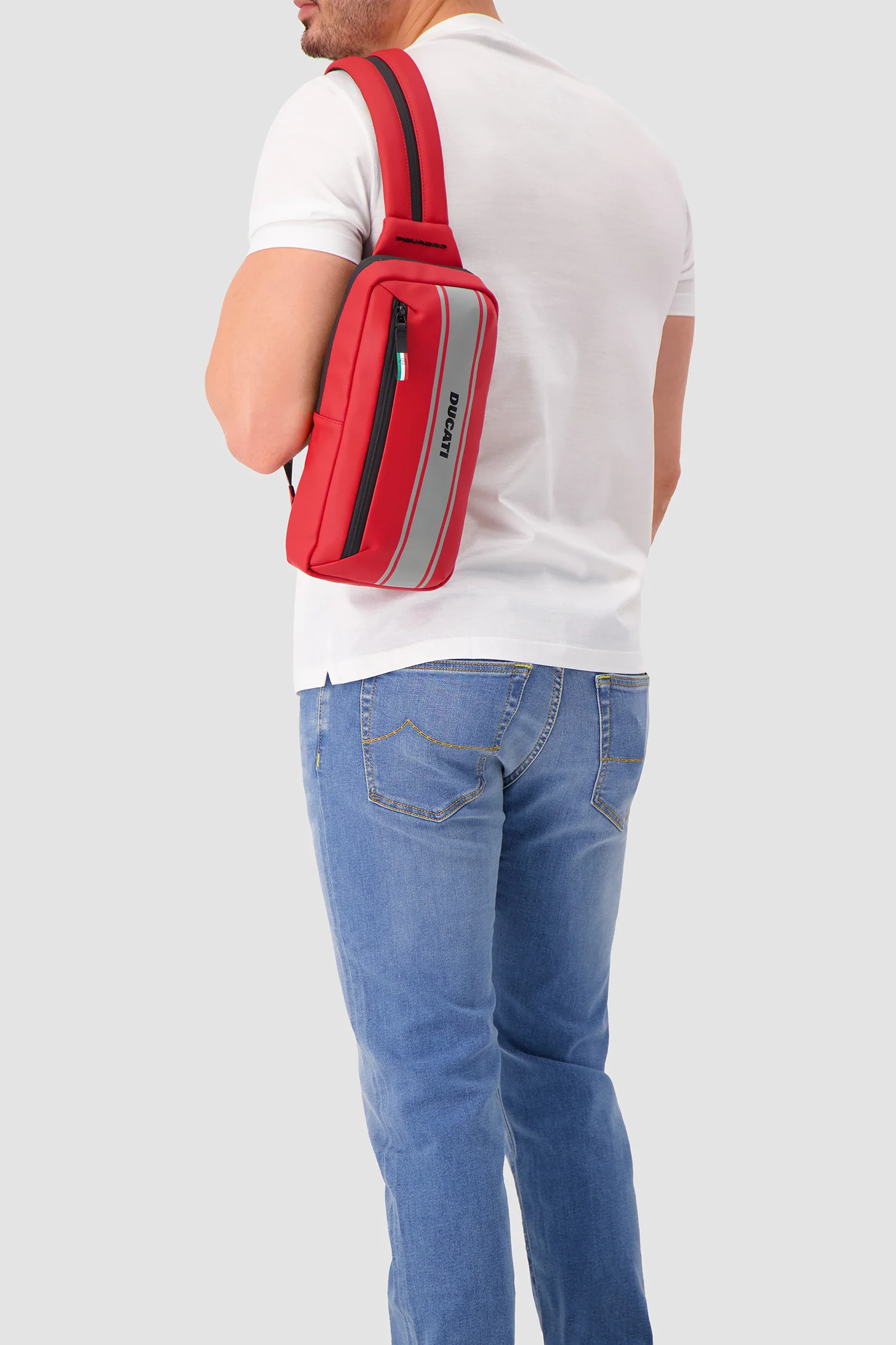 Piquadro x Ducati Red Water Resistant Sling Bag - Image 6