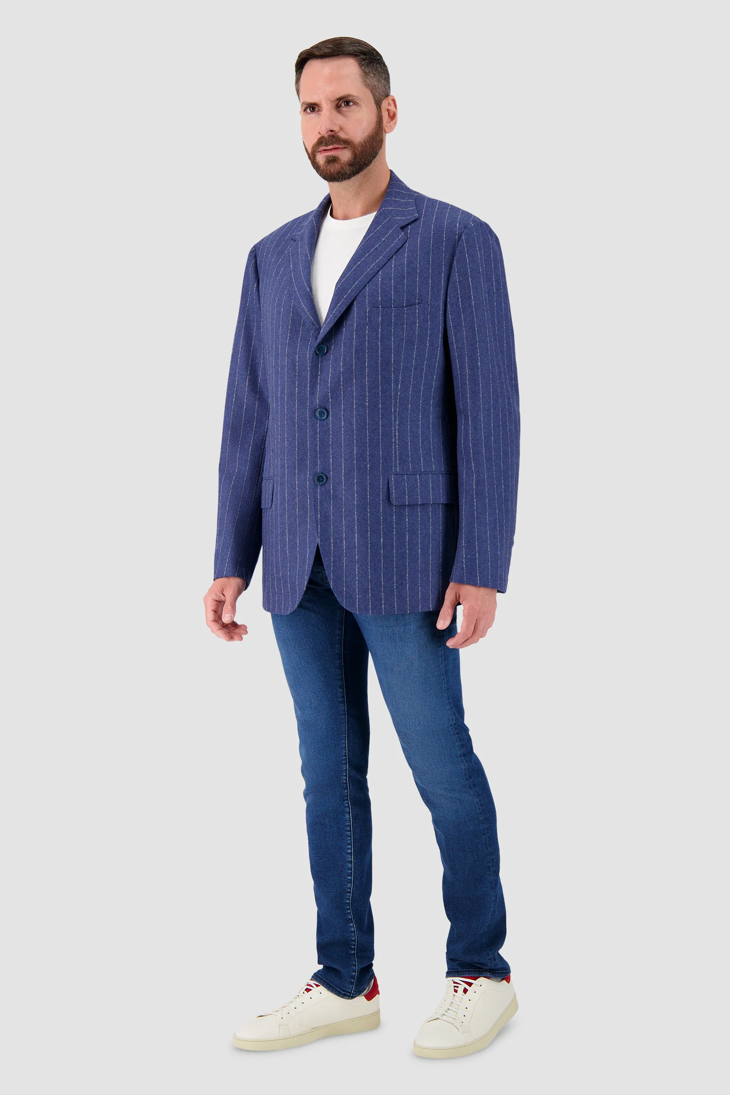 Sartorio Blue Pinstripe Blazer - Image 4