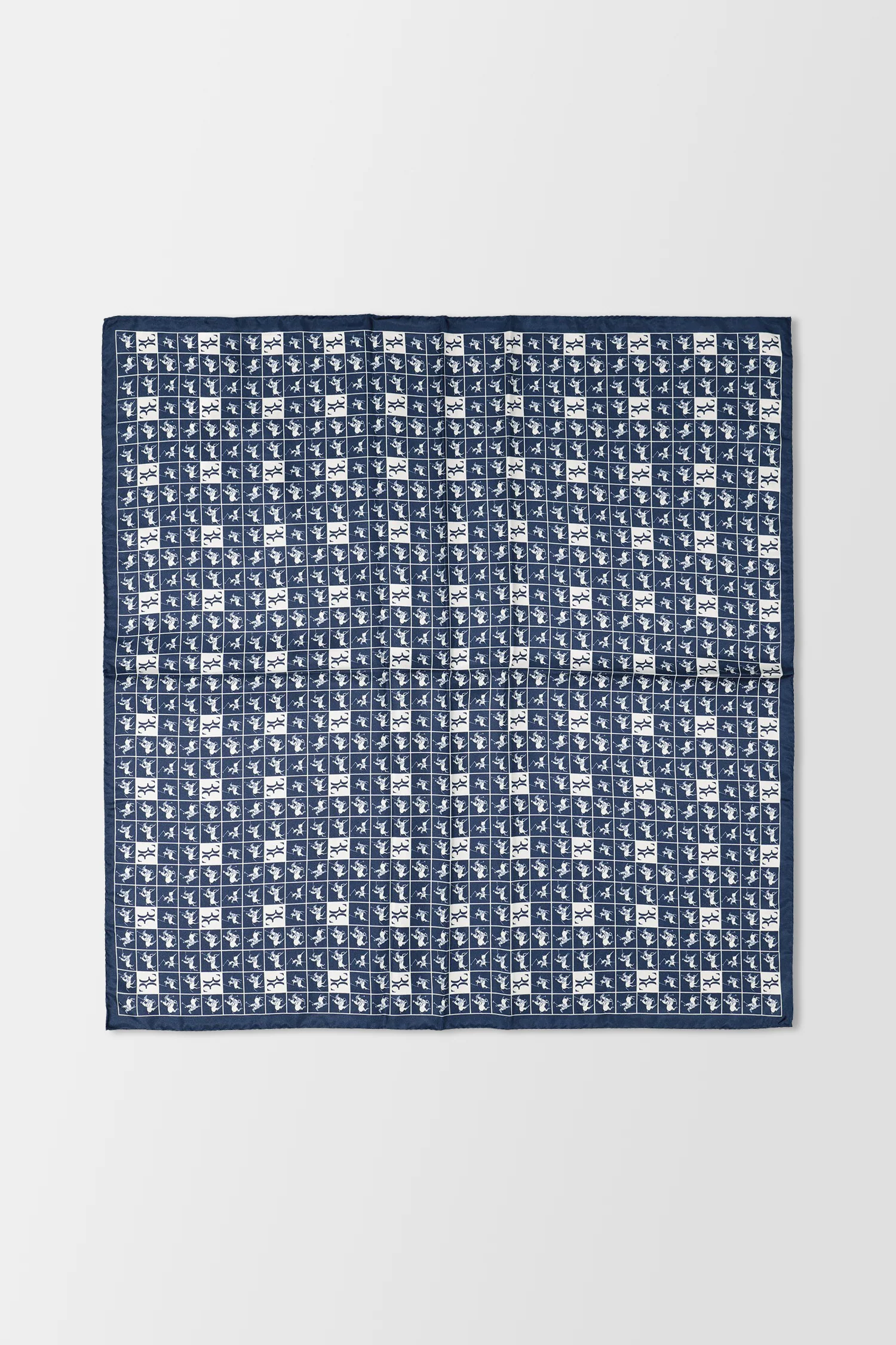 Billionaire Pochette Horses Scarf Navy