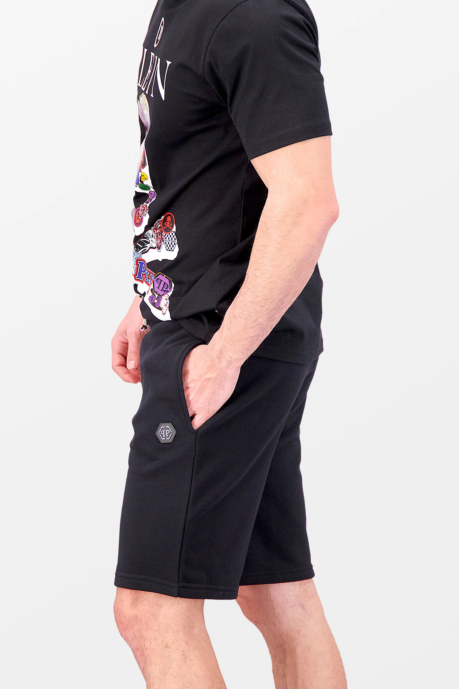 Philipp Plein Black Iconic Plein Jogging Shorts - Image 5