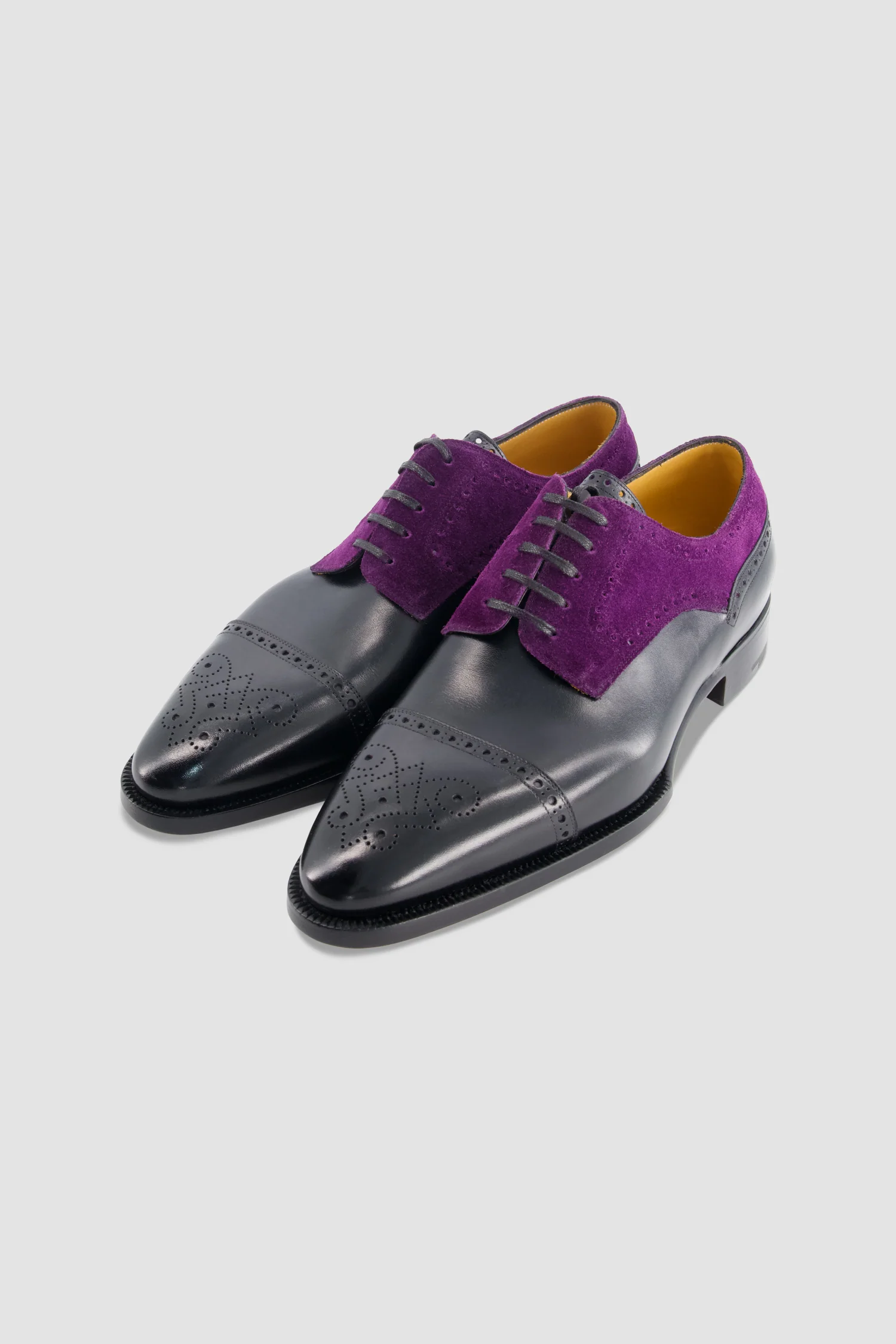Stefano Bemer Black/Purple Suede Cap-Toe Oxford - Image 2