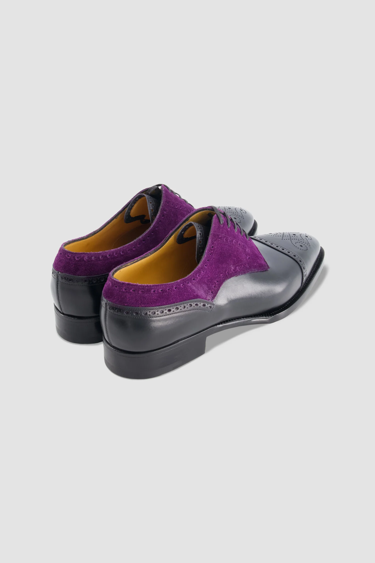Stefano Bemer Black/Purple Suede Cap-Toe Oxford - Image 4